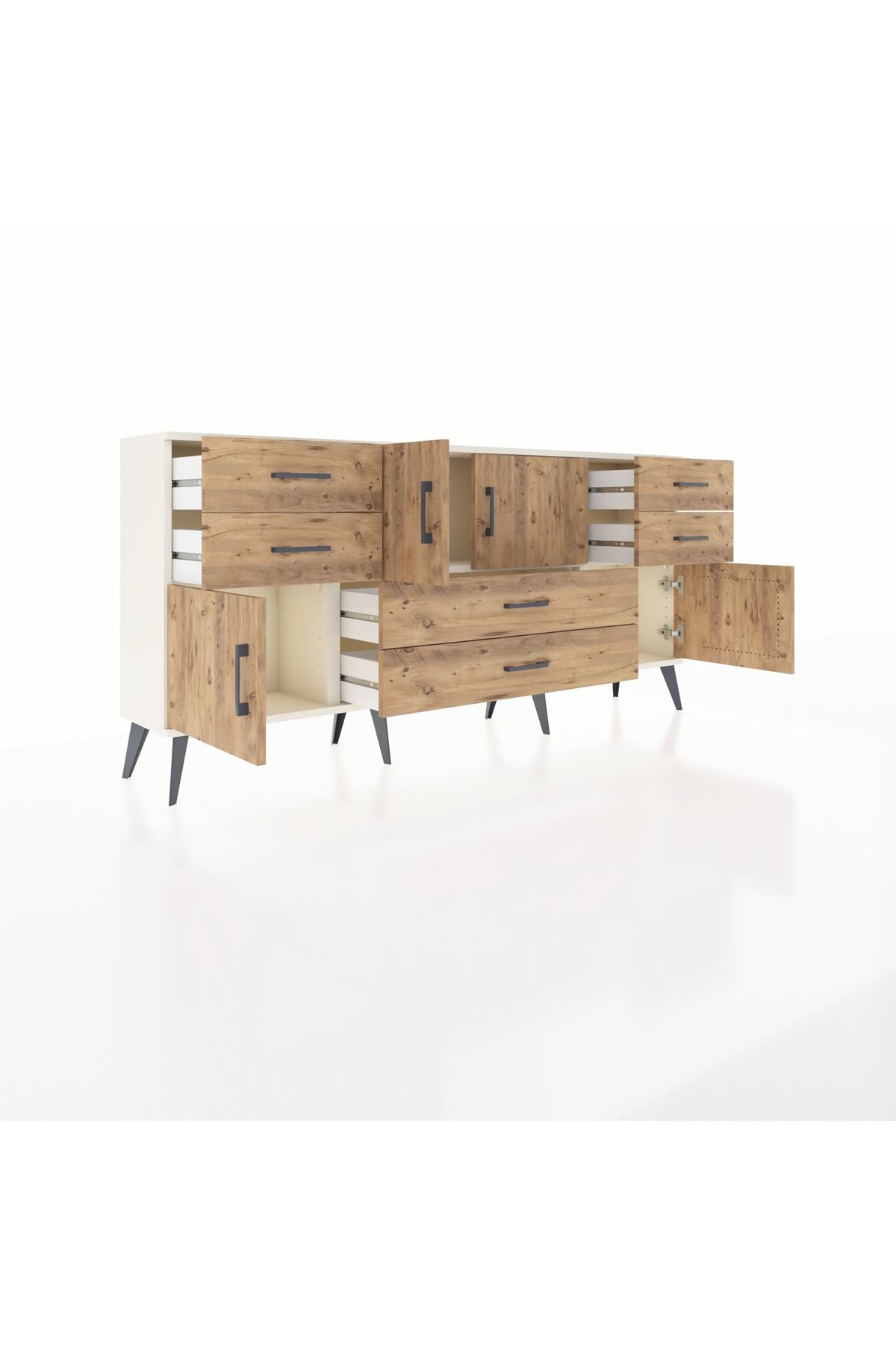 Arges Konsol 3 Raflı 6 Çekmeceli 4 Kapaklı 176x30x83 - S148M006V03A