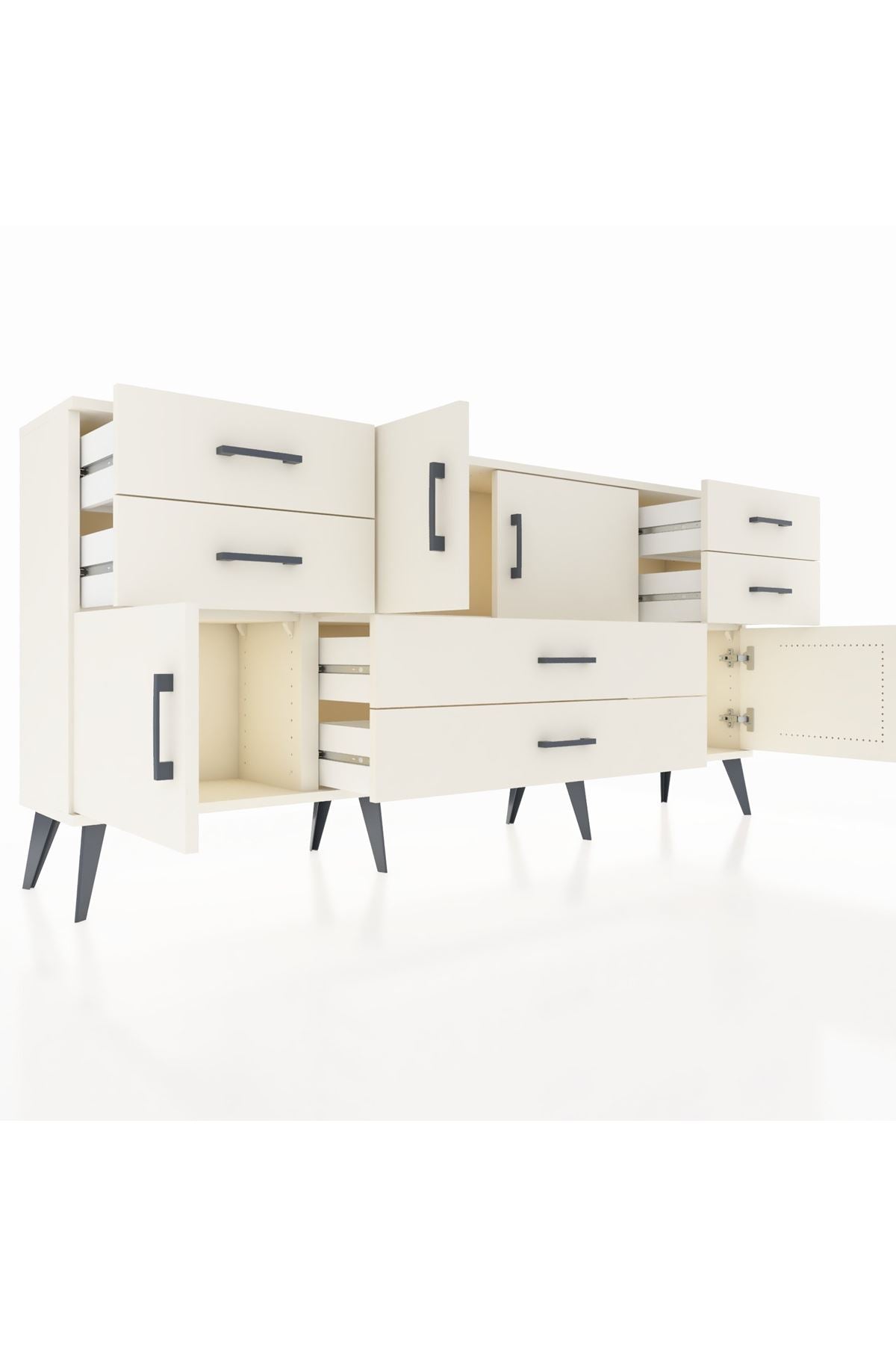 Arges Konsol 3 Raflı 6 Çekmeceli 4 Kapaklı 176x30x83 - S148M006V04A