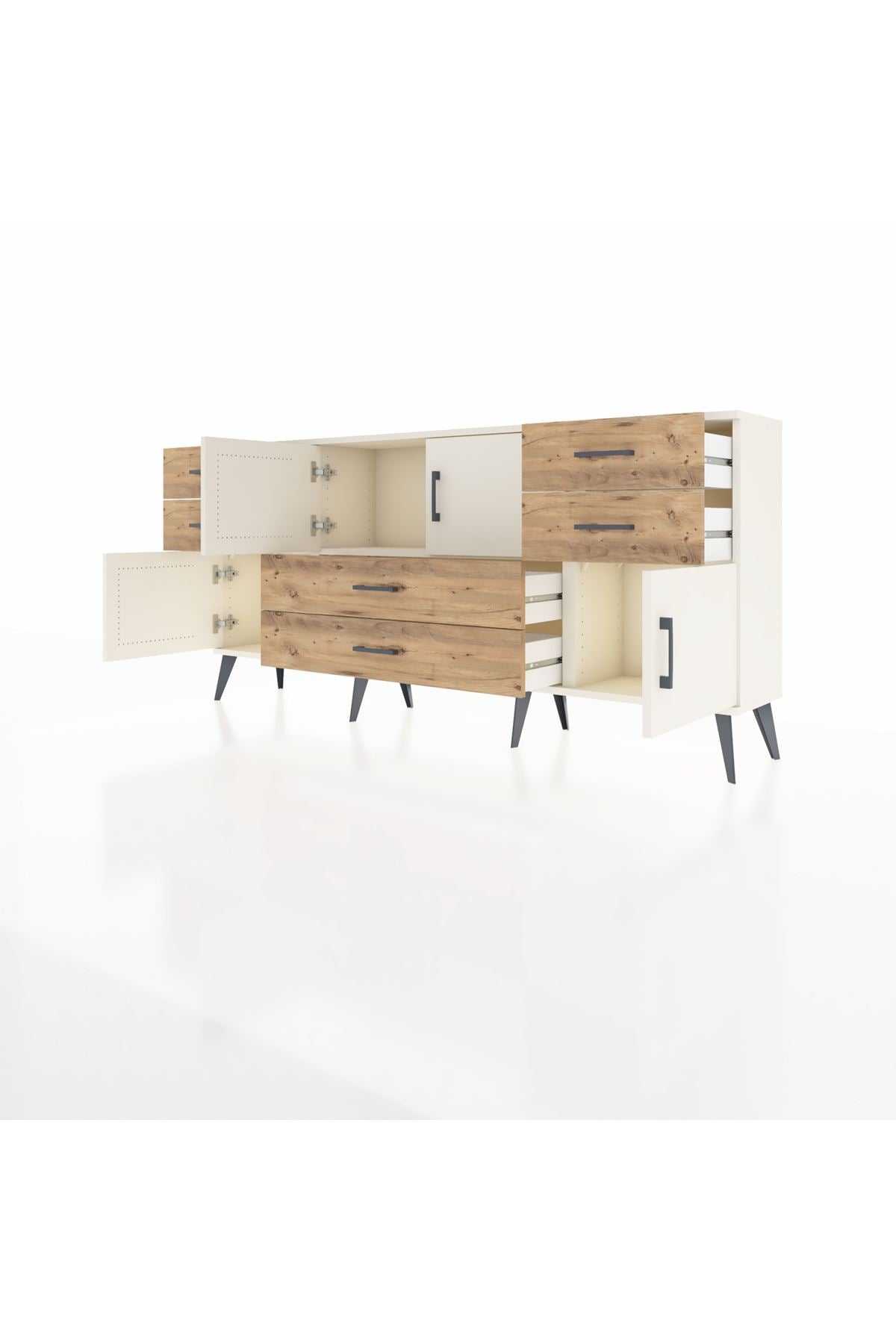 Arges Konsol 3 Raflı 6 Çekmeceli 4 Kapaklı 176x30x83 - S148M006V06A