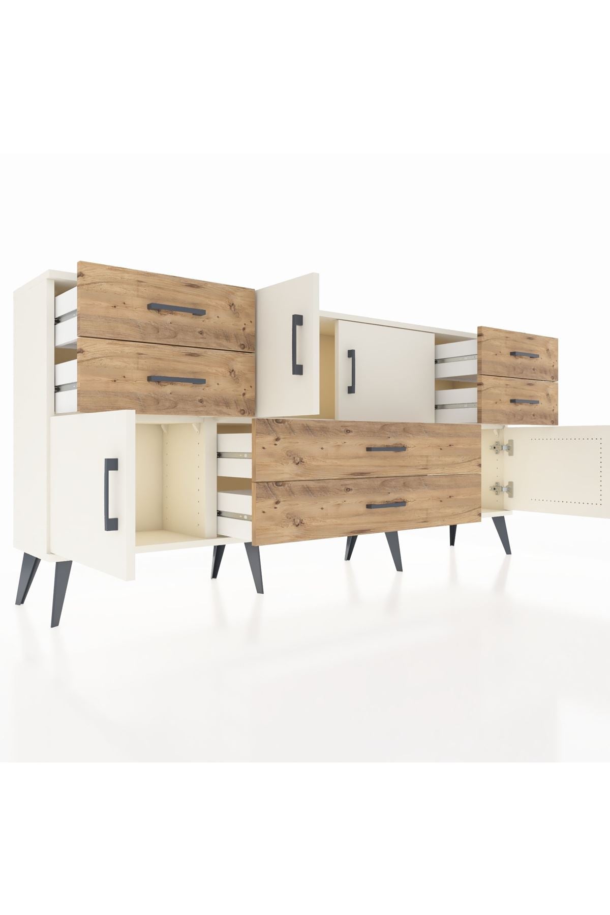 Arges Konsol 3 Raflı 6 Çekmeceli 4 Kapaklı 176x30x83 - S148M006V06A