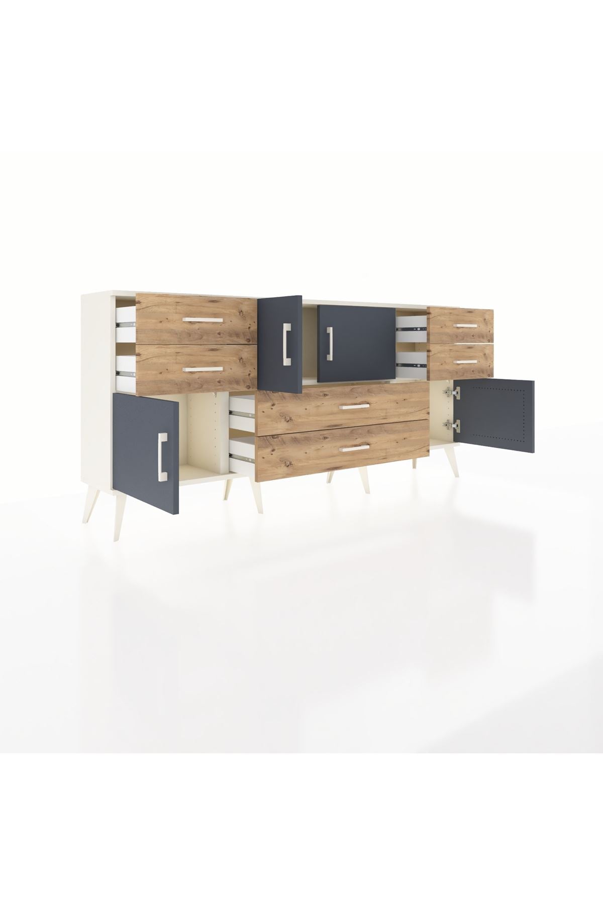 Arges Konsol 3 Raflı 6 Çekmeceli 4 Kapaklı 176x30x83 - S148M006V09A