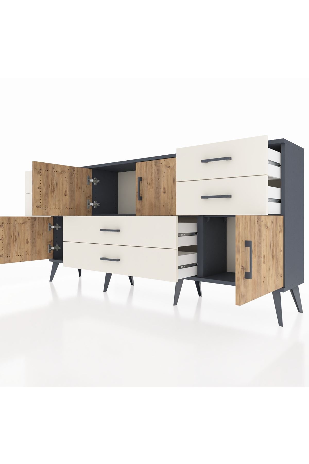 Arges Konsol 3 Raflı 6 Çekmeceli 4 Kapaklı 176x30x83 - S148M006V10A