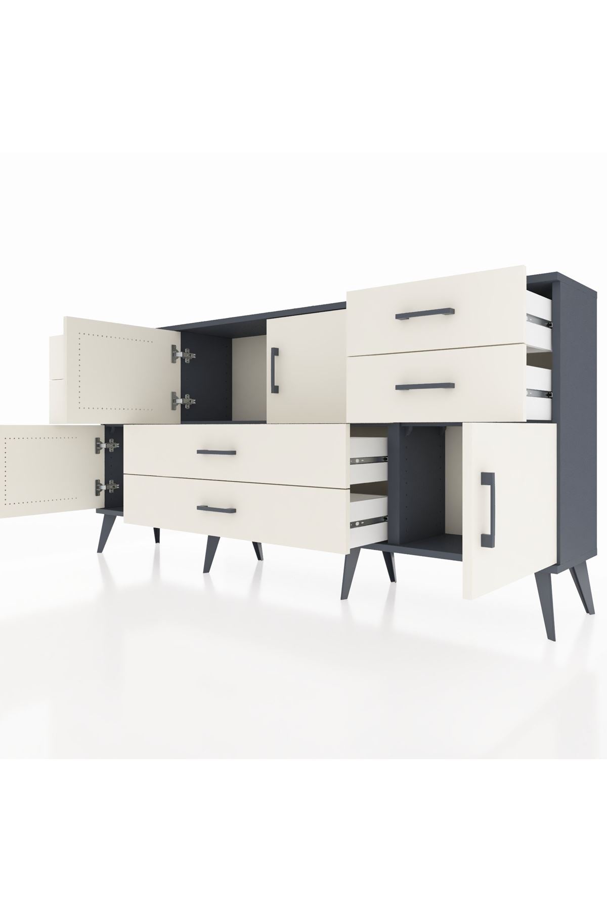 Arges Konsol 3 Raflı 6 Çekmeceli 4 Kapaklı 176x30x83 - S148M006V13A
