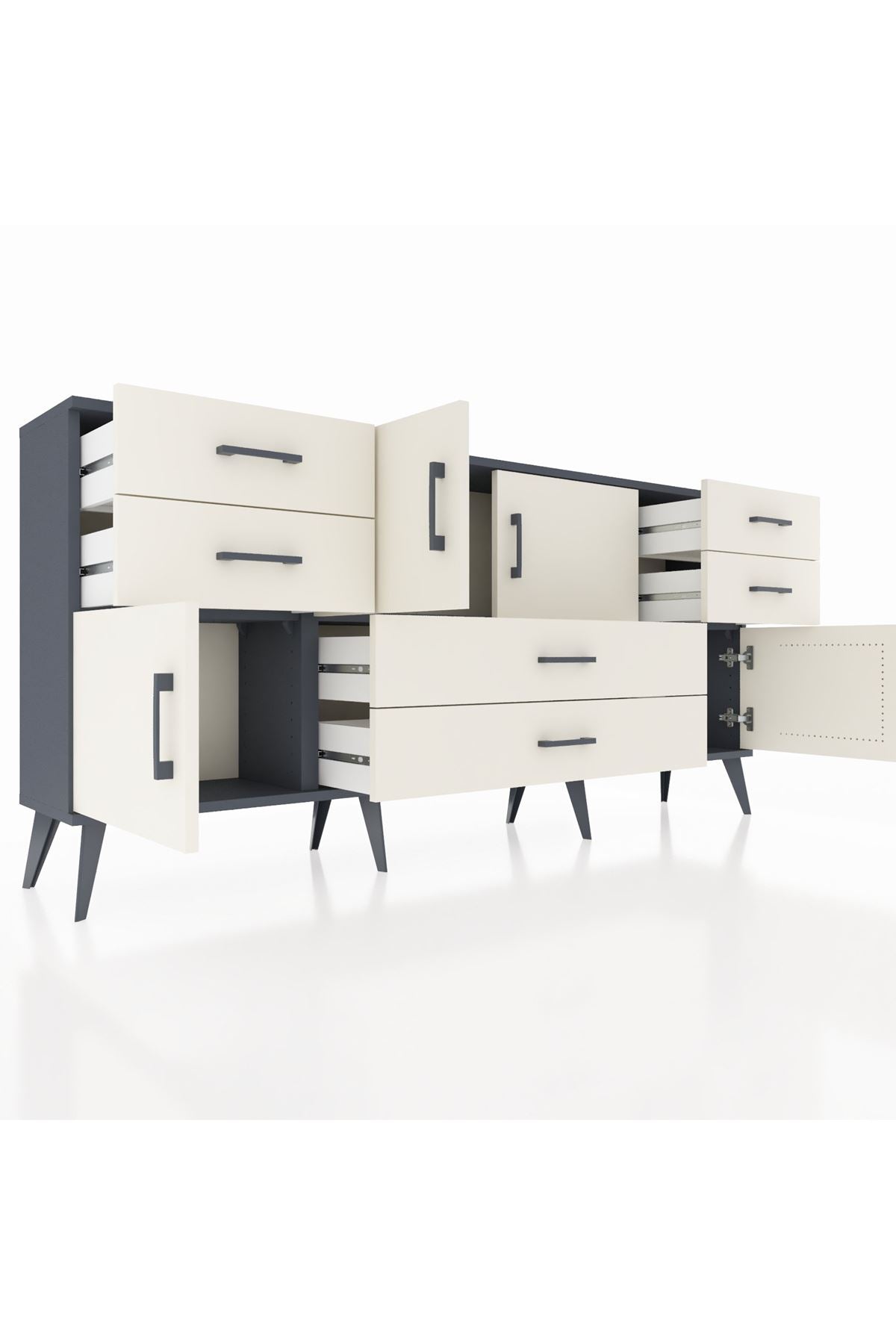 Arges Konsol 3 Raflı 6 Çekmeceli 4 Kapaklı 176x30x83 - S148M006V13A