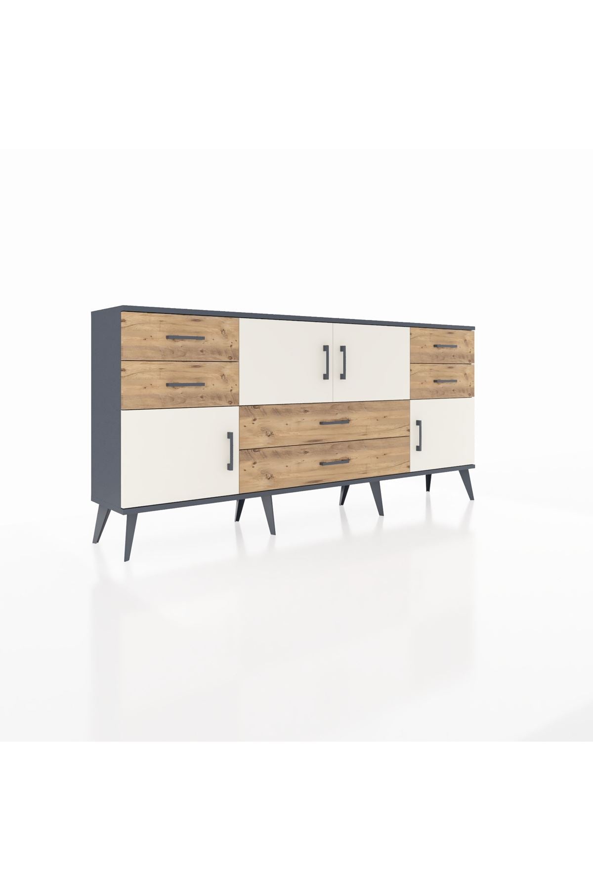Arges Konsol 3 Raflı 6 Çekmeceli 4 Kapaklı 176x30x83 - S148M006V15A