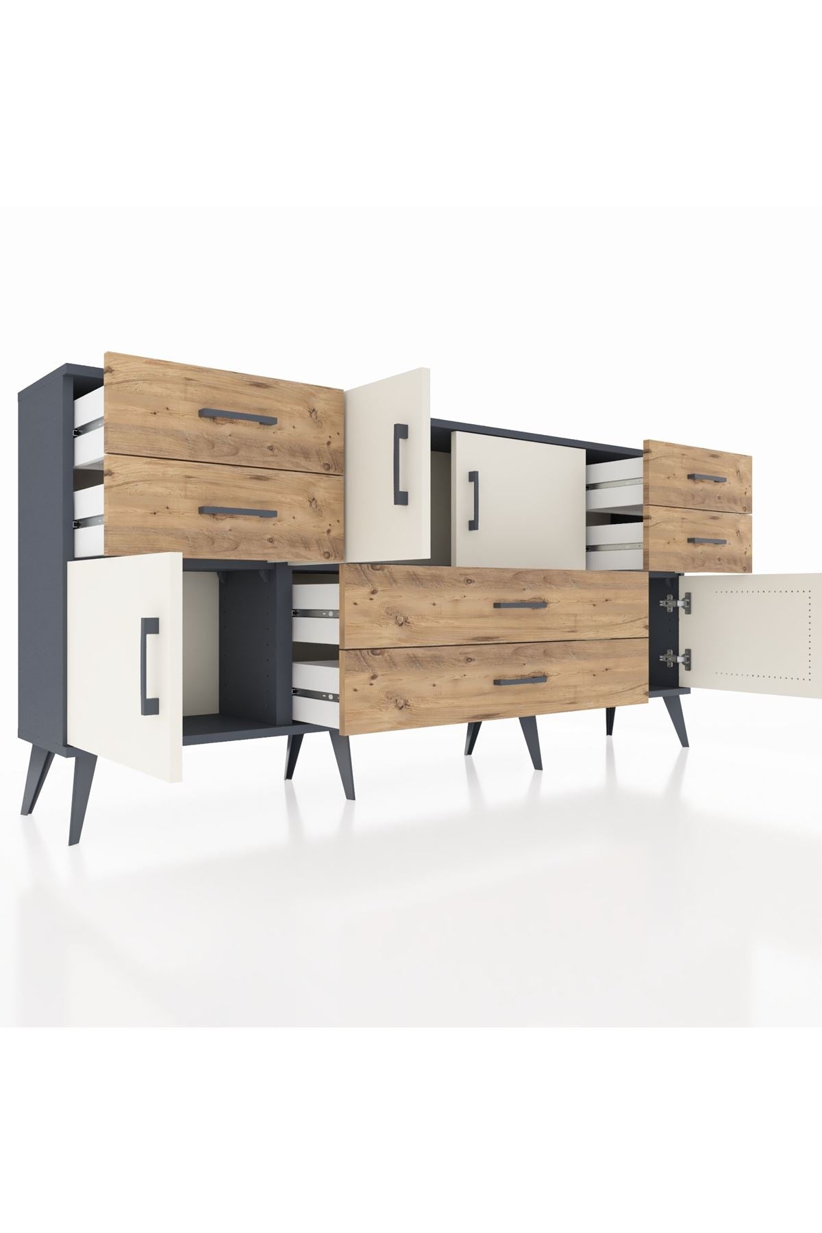 Arges Konsol 3 Raflı 6 Çekmeceli 4 Kapaklı 176x30x83 - S148M006V15A