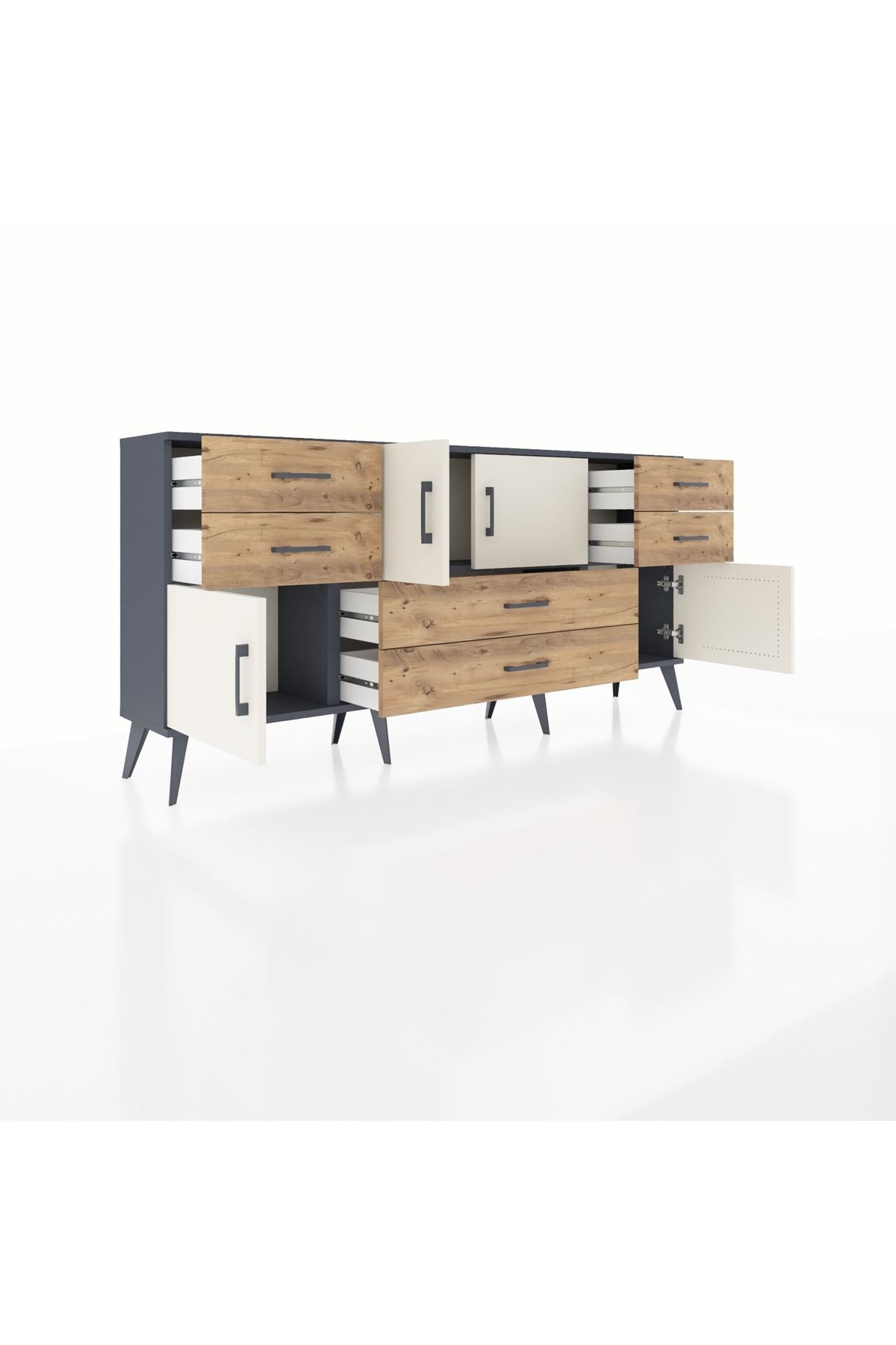 Arges Konsol 3 Raflı 6 Çekmeceli 4 Kapaklı 176x30x83 - S148M006V15A
