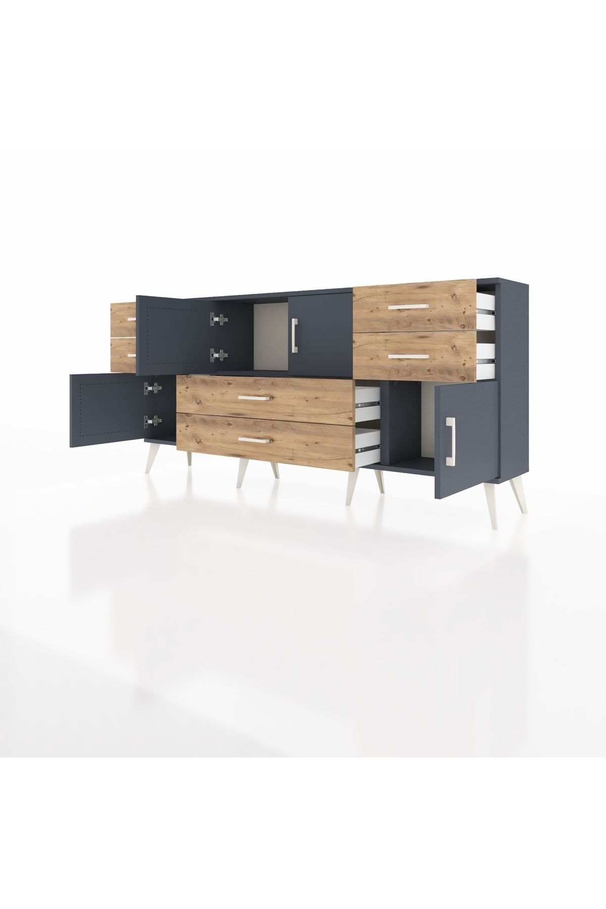Arges Konsol 3 Raflı 6 Çekmeceli 4 Kapaklı 176x30x83 - S148M006V18A