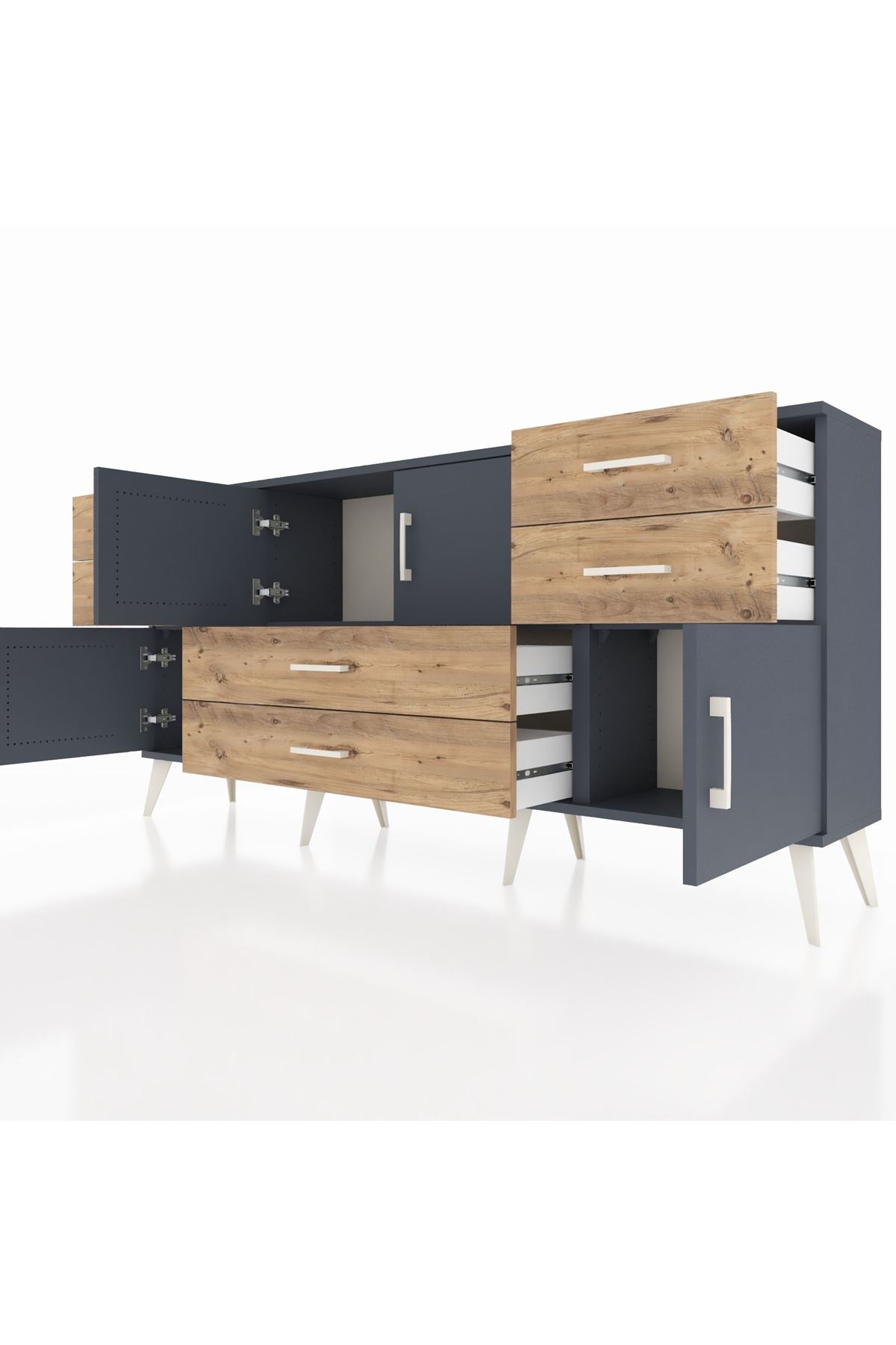 Arges Konsol 3 Raflı 6 Çekmeceli 4 Kapaklı 176x30x83 - S148M006V18A