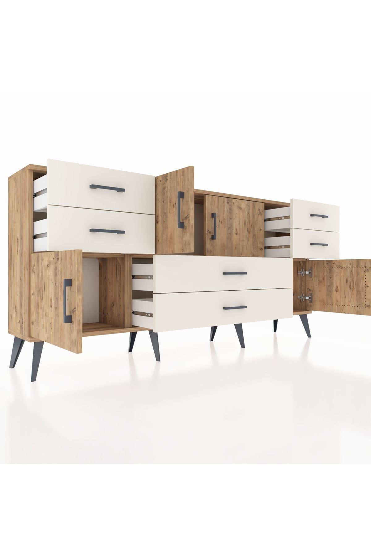 Arges Konsol 3 Raflı 6 Çekmeceli 4 Kapaklı 176x30x83 - S148M006V19A