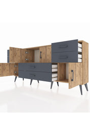Arges Konsol 3 Raflı 6 Çekmeceli 4 Kapaklı 176x30x83 - S148M006V20A