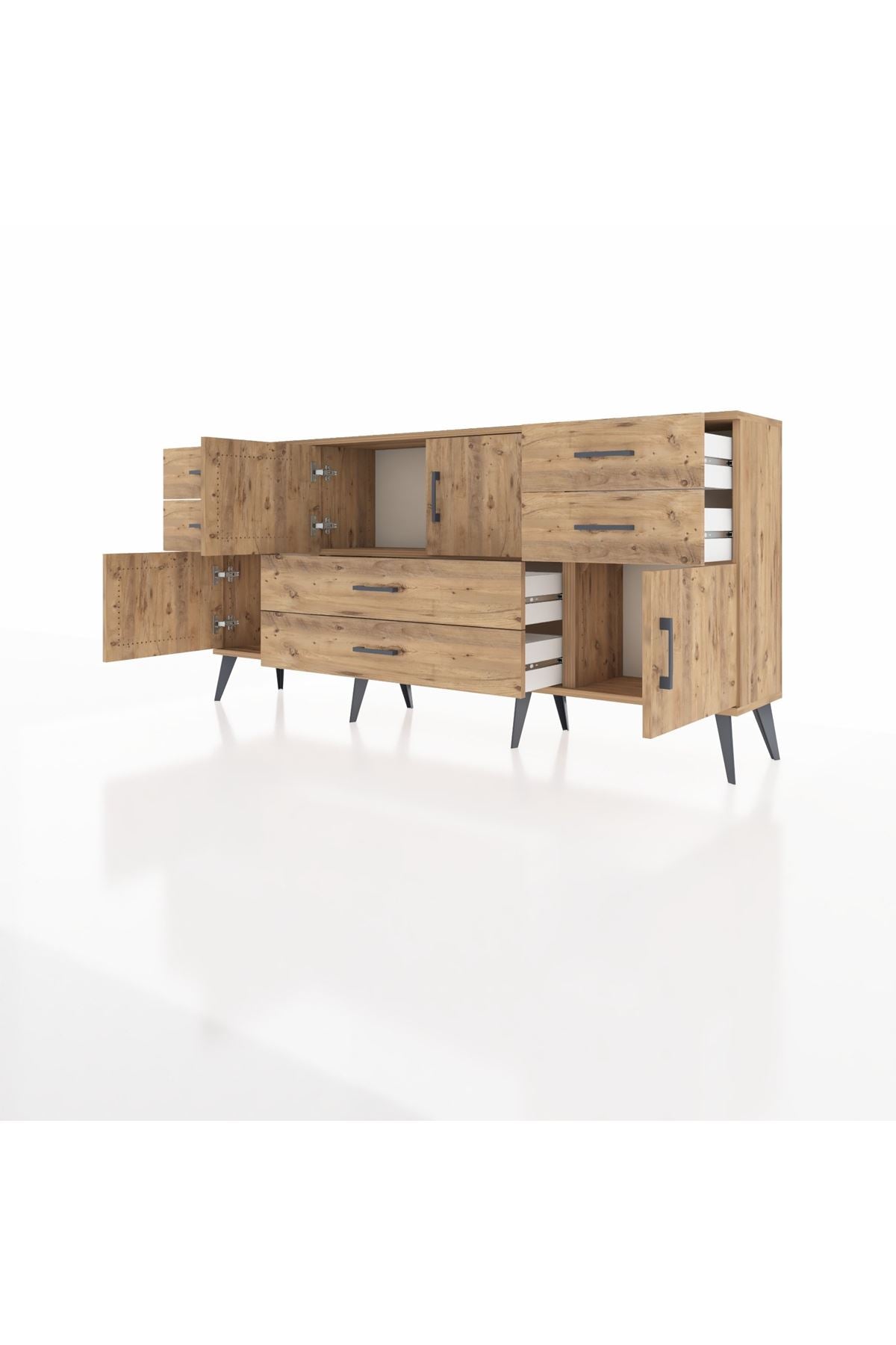 Arges Konsol 3 Raflı 6 Çekmeceli 4 Kapaklı 176x30x83 - S148M006V21A