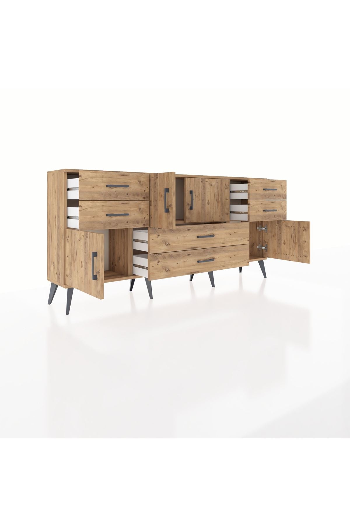 Arges Konsol 3 Raflı 6 Çekmeceli 4 Kapaklı 176x30x83 - S148M006V21A