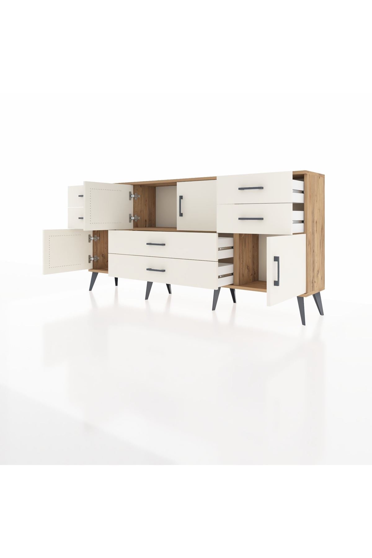 Arges Konsol 3 Raflı 6 Çekmeceli 4 Kapaklı 176x30x83 - S148M006V22A
