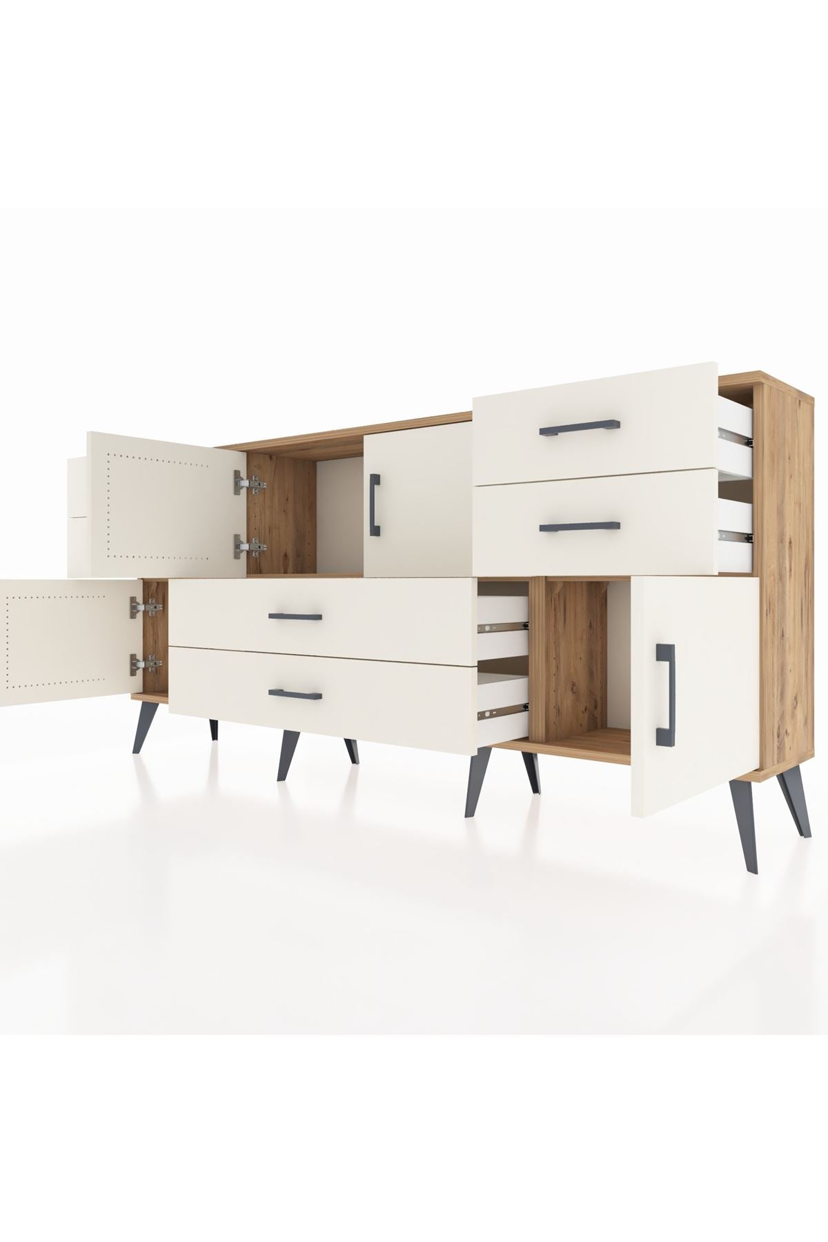 Arges Konsol 3 Raflı 6 Çekmeceli 4 Kapaklı 176x30x83 - S148M006V22A