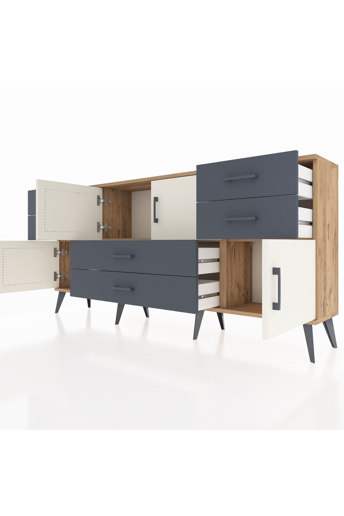 Arges Konsol 3 Raflı 6 Çekmeceli 4 Kapaklı 176x30x83 - S148M006V23A