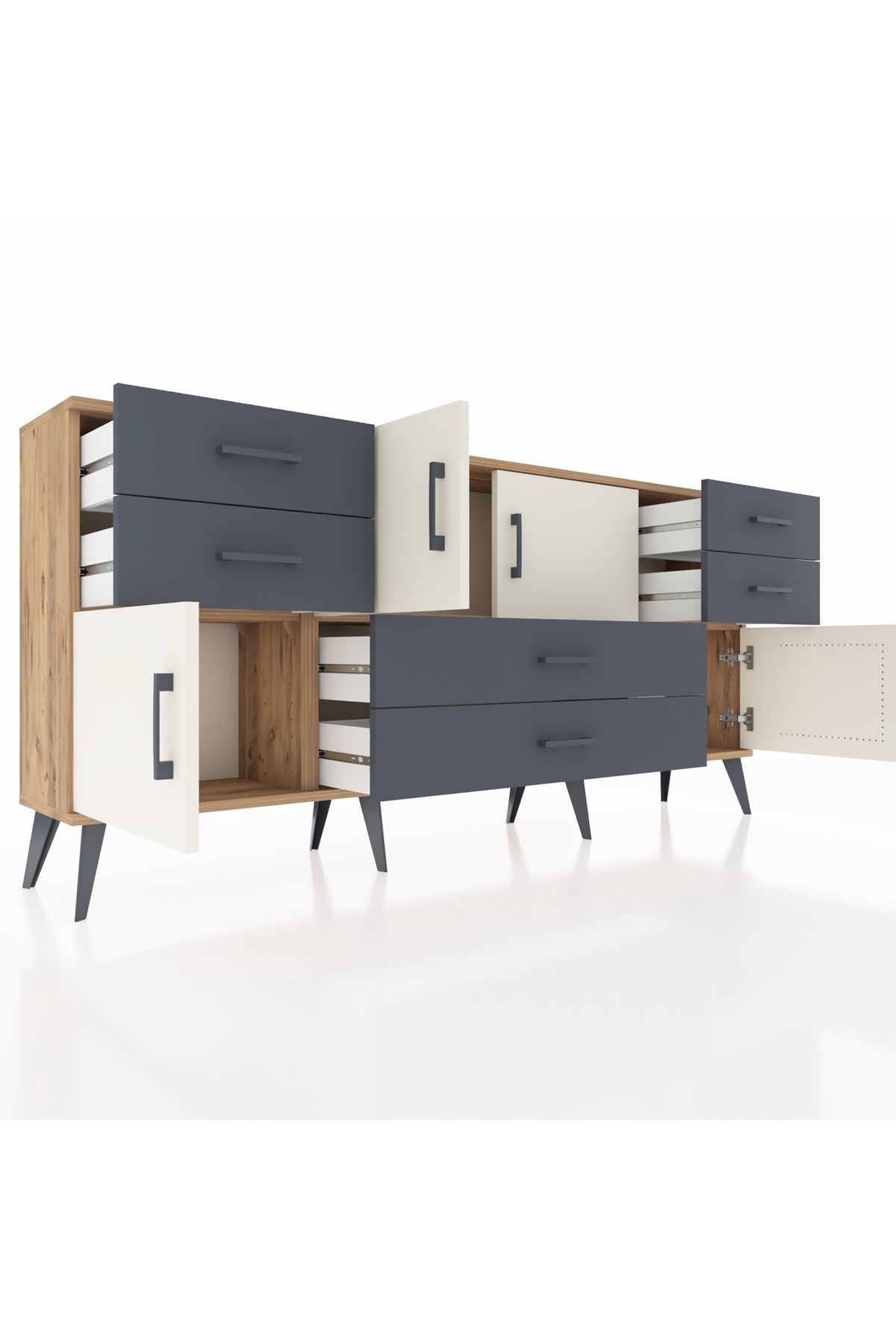 Arges Konsol 3 Raflı 6 Çekmeceli 4 Kapaklı 176x30x83 - S148M006V23A