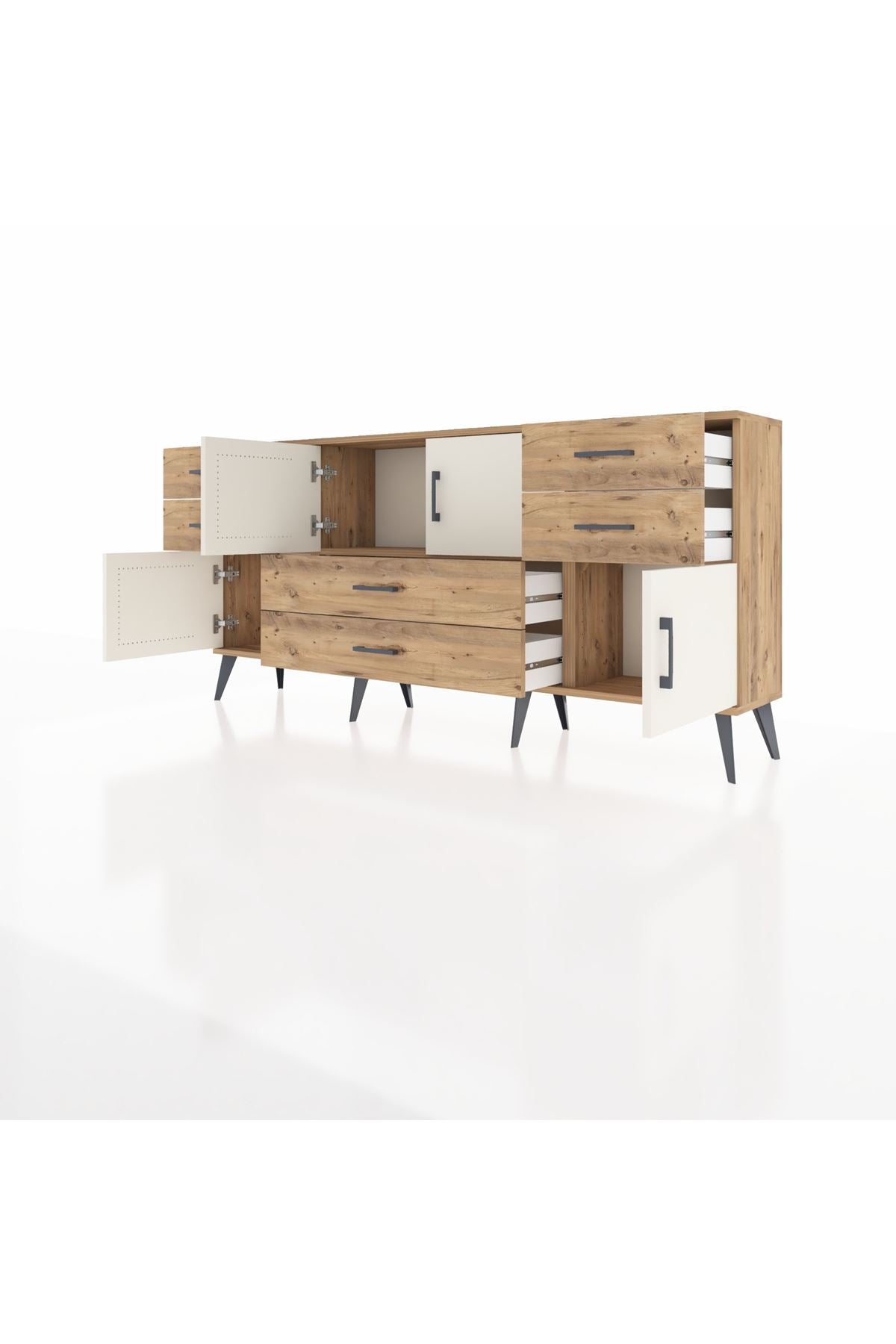Arges Konsol 3 Raflı 6 Çekmeceli 4 Kapaklı 176x30x83 - S148M006V24A