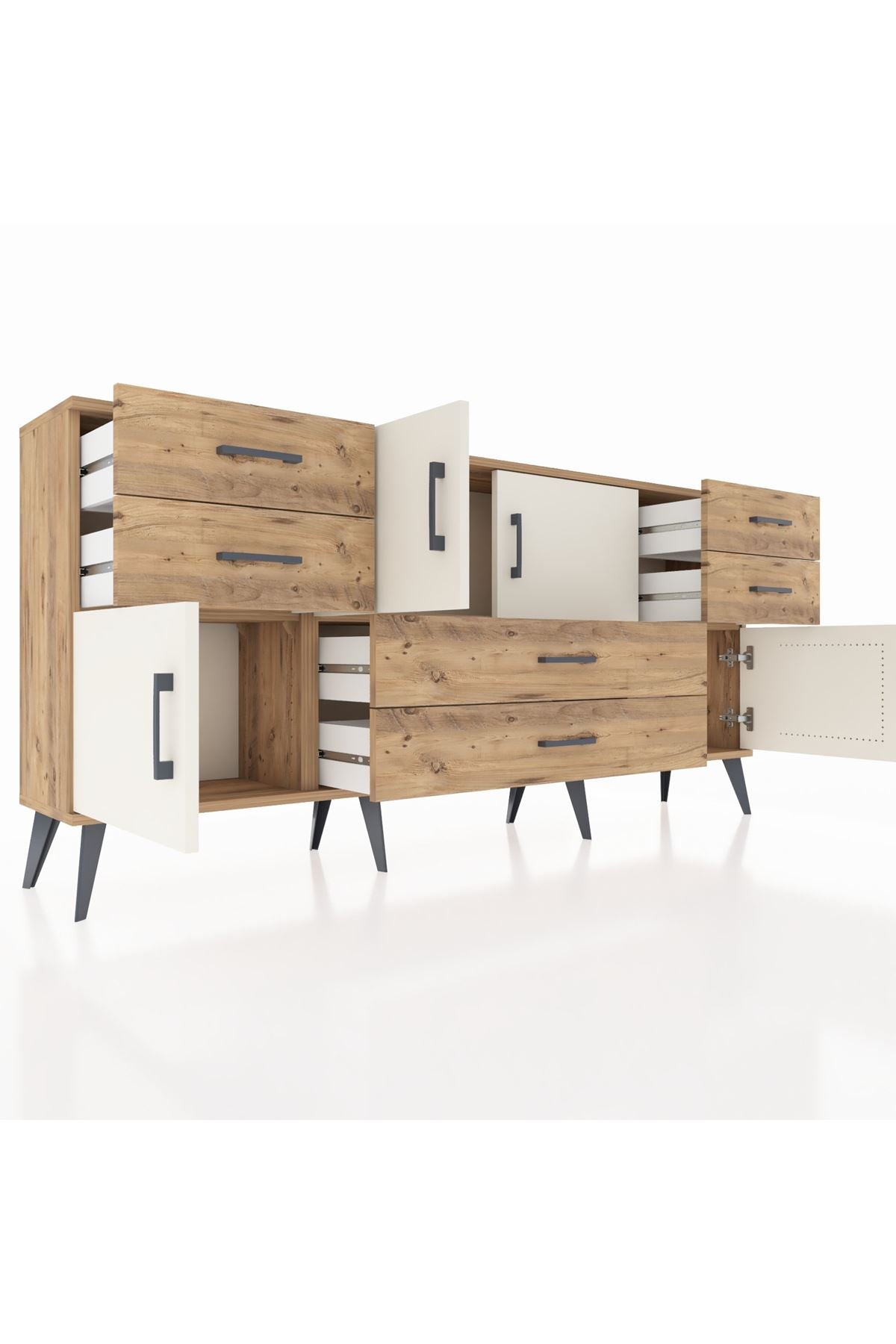 Arges Konsol 3 Raflı 6 Çekmeceli 4 Kapaklı 176x30x83 - S148M006V24A