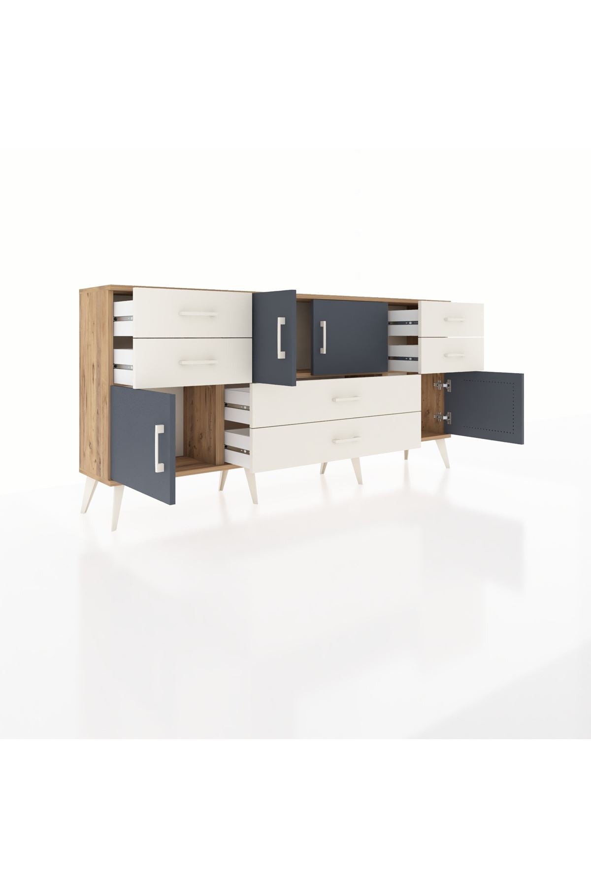 Arges Konsol 3 Raflı 6 Çekmeceli 4 Kapaklı 176x30x83 - S148M006V25A