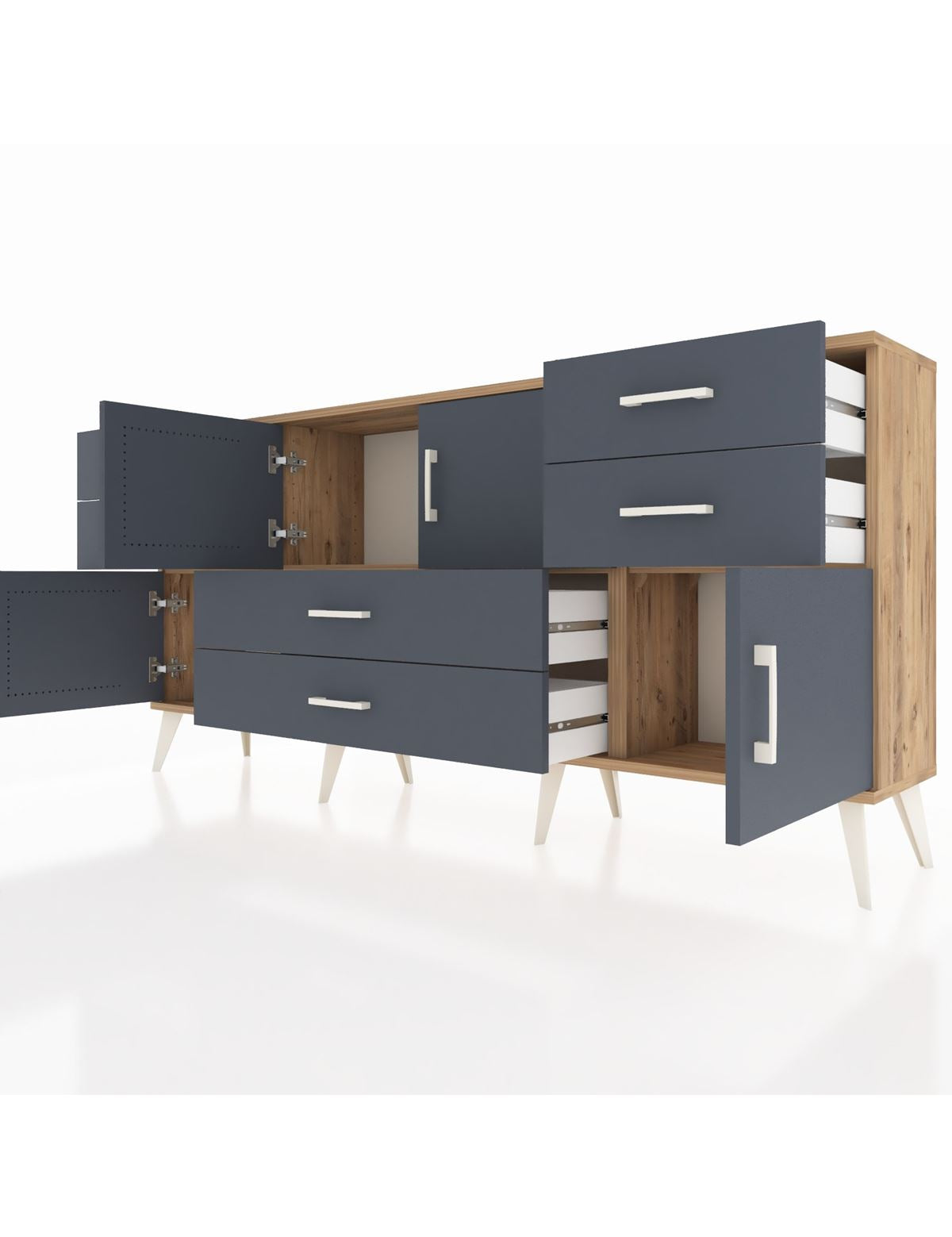 Arges Konsol 3 Raflı 6 Çekmeceli 4 Kapaklı 176x30x83 - S148M006V26A