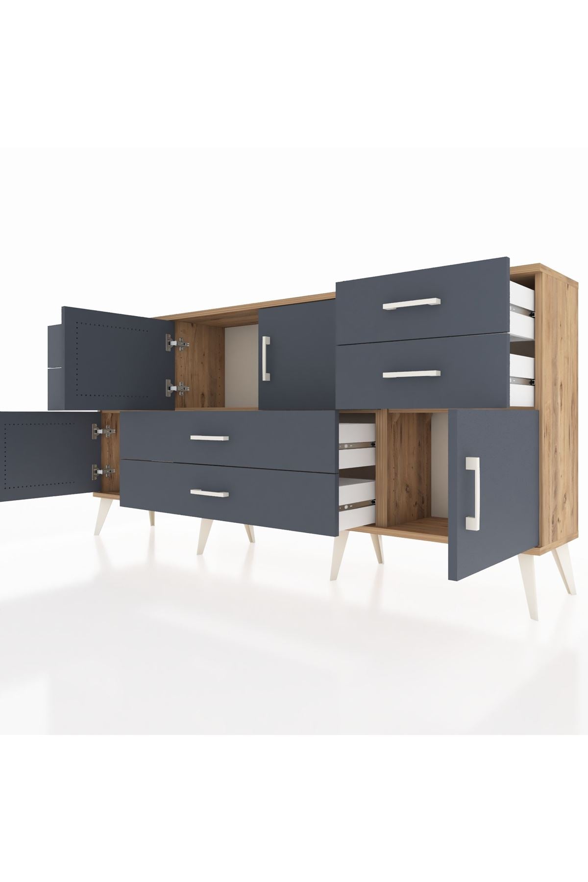 Arges Konsol 3 Raflı 6 Çekmeceli 4 Kapaklı 176x30x83 - S148M006V26A