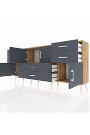 Arges Konsol 3 Raflı 6 Çekmeceli 4 Kapaklı 176x30x83 - S148M006V26A