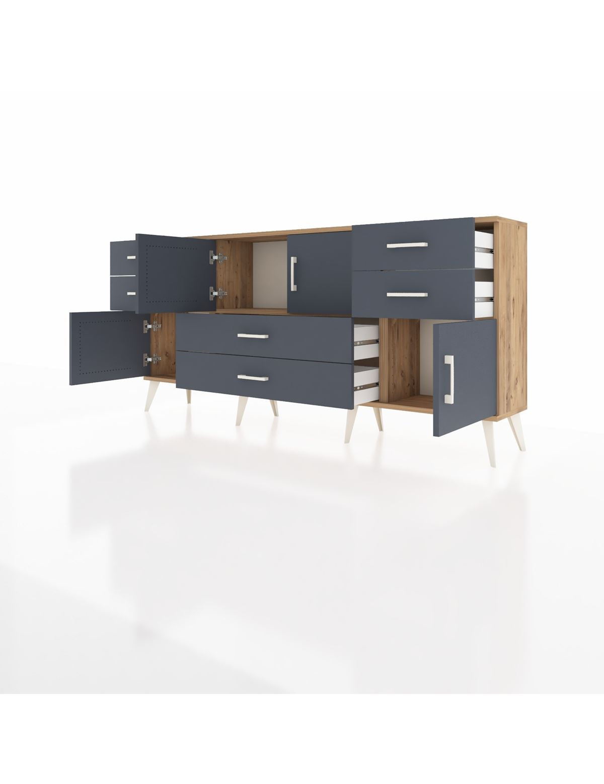 Arges Konsol 3 Raflı 6 Çekmeceli 4 Kapaklı 176x30x83 - S148M006V26A