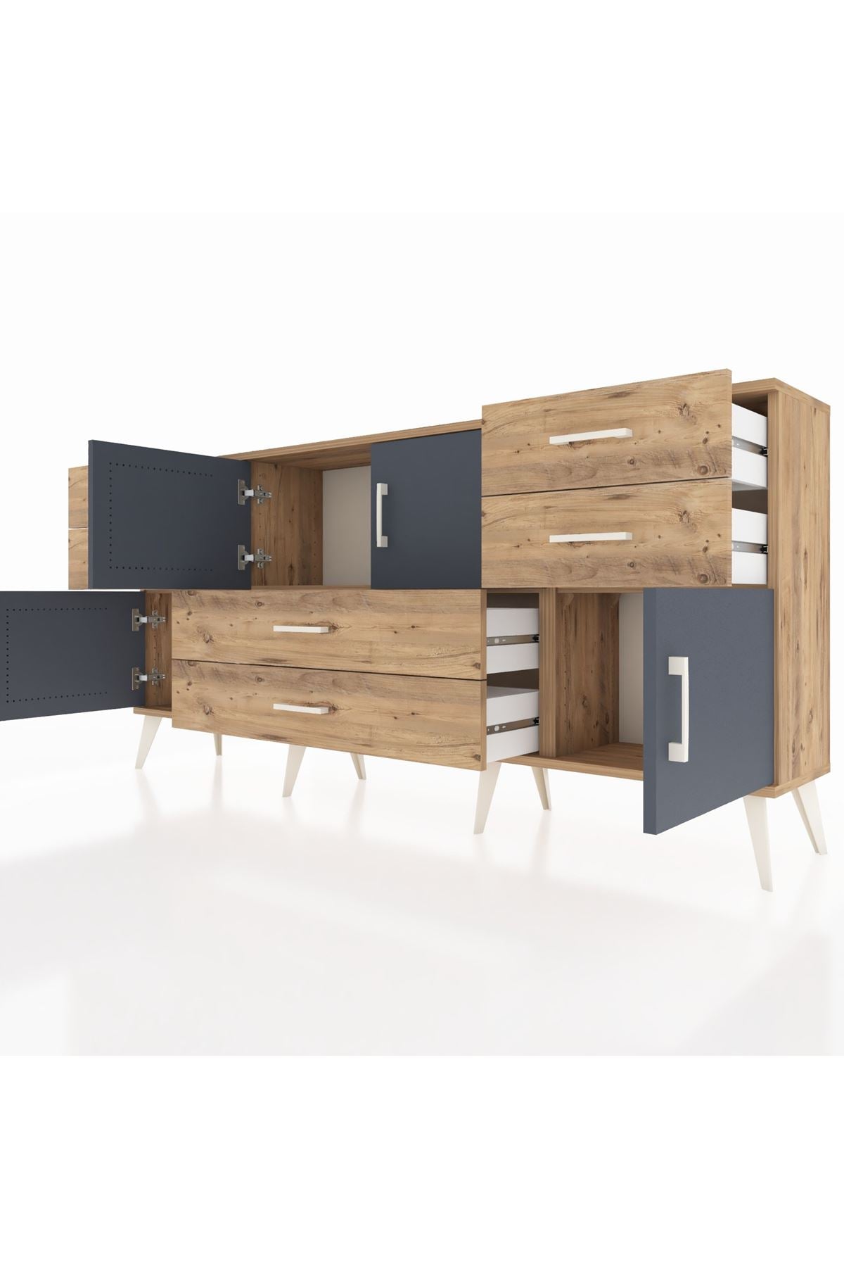 Arges Konsol 3 Raflı 6 Çekmeceli 4 Kapaklı 176x30x83 - S148M006V27A