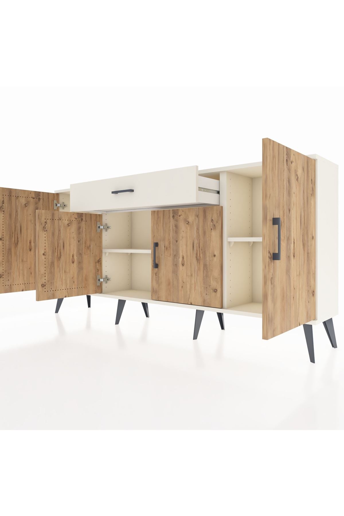 Arges Konsol 3 Raflı Tek Çekmeceli 4 Kapaklı 176x30x83 - S148M007V01A