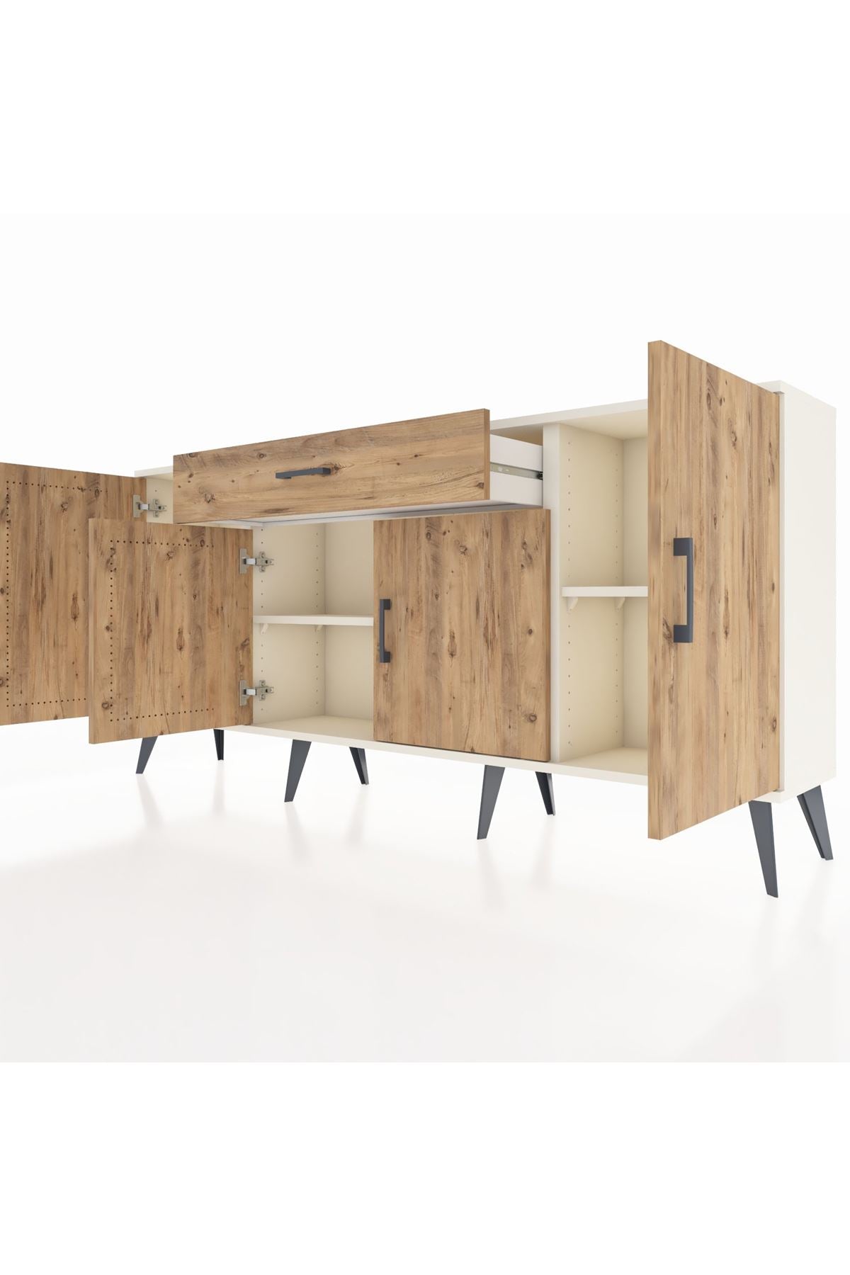 Arges Konsol 3 Raflı Tek Çekmeceli 4 Kapaklı 176x30x83 - S148M007V03A