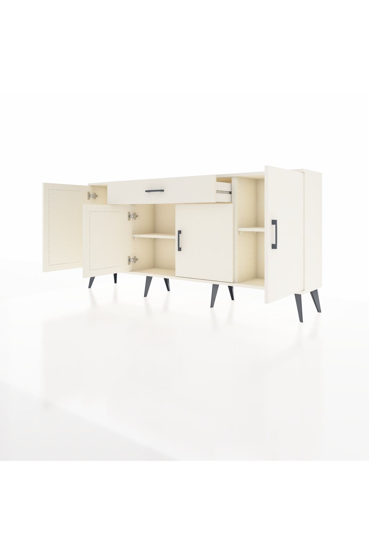 Arges Konsol 3 Raflı Tek Çekmeceli 4 Kapaklı 176x30x83 - S148M007V04A