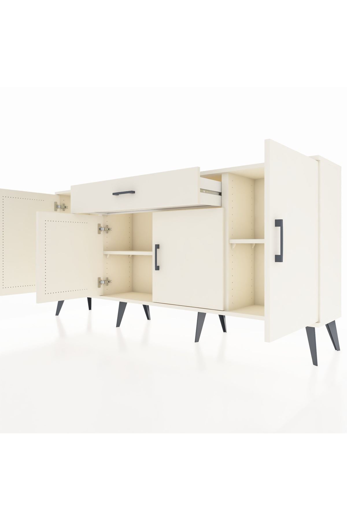 Arges Konsol 3 Raflı Tek Çekmeceli 4 Kapaklı 176x30x83 - S148M007V04A