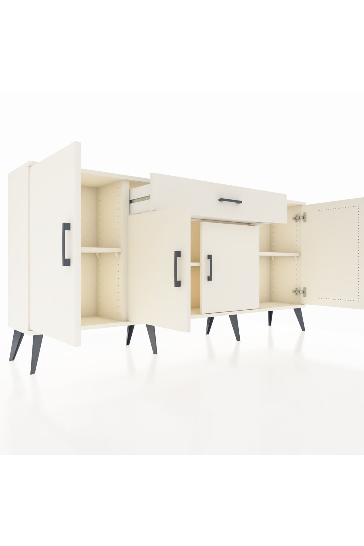 Arges Konsol 3 Raflı Tek Çekmeceli 4 Kapaklı 176x30x83 - S148M007V04A