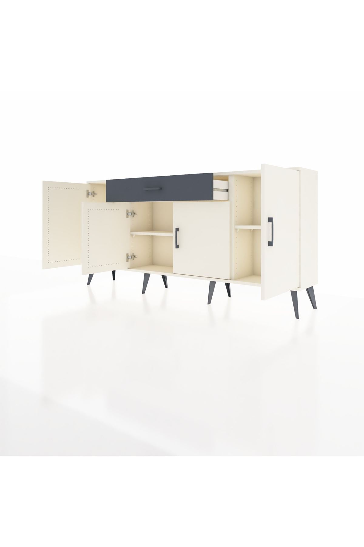 Arges Konsol 3 Raflı Tek Çekmeceli 4 Kapaklı 176x30x83 - S148M007V05A