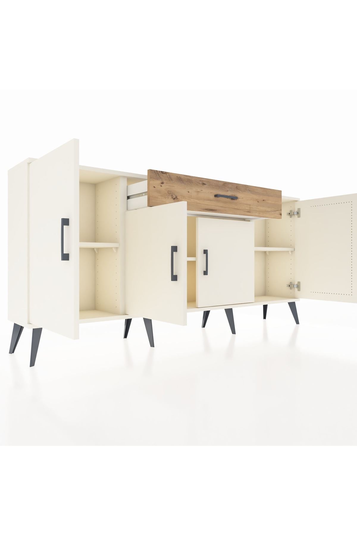 Arges Konsol 3 Raflı Tek Çekmeceli 4 Kapaklı 176x30x83 - S148M007V06A