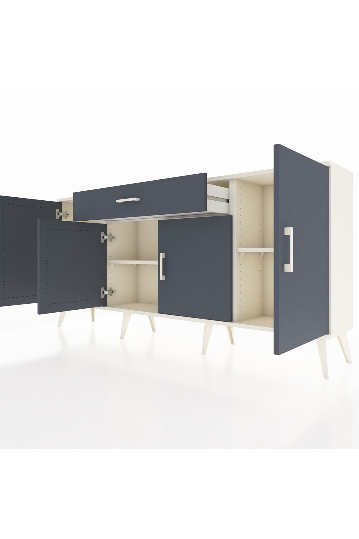 Arges Konsol 3 Raflı Tek Çekmeceli 4 Kapaklı 176x30x83 - S148M007V08A