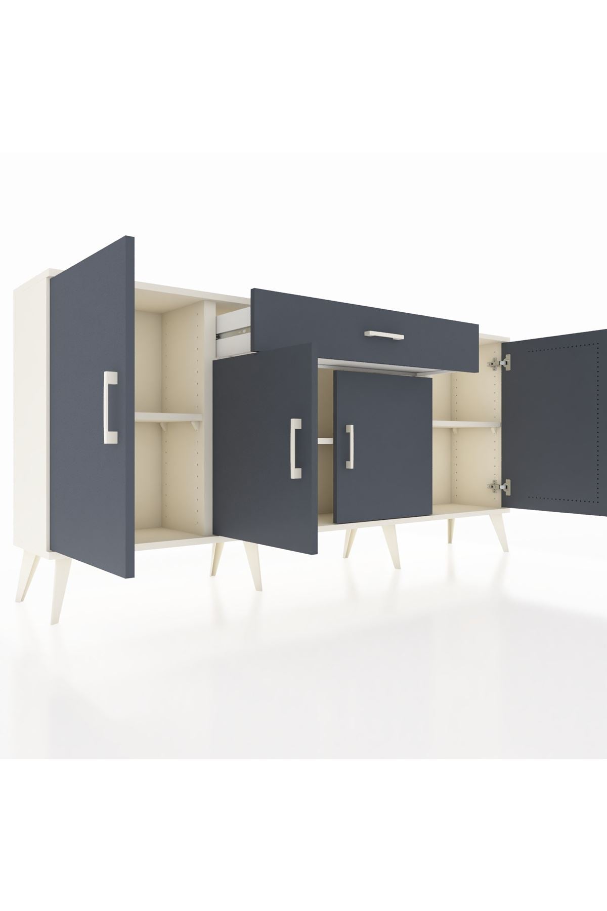 Arges Konsol 3 Raflı Tek Çekmeceli 4 Kapaklı 176x30x83 - S148M007V08A