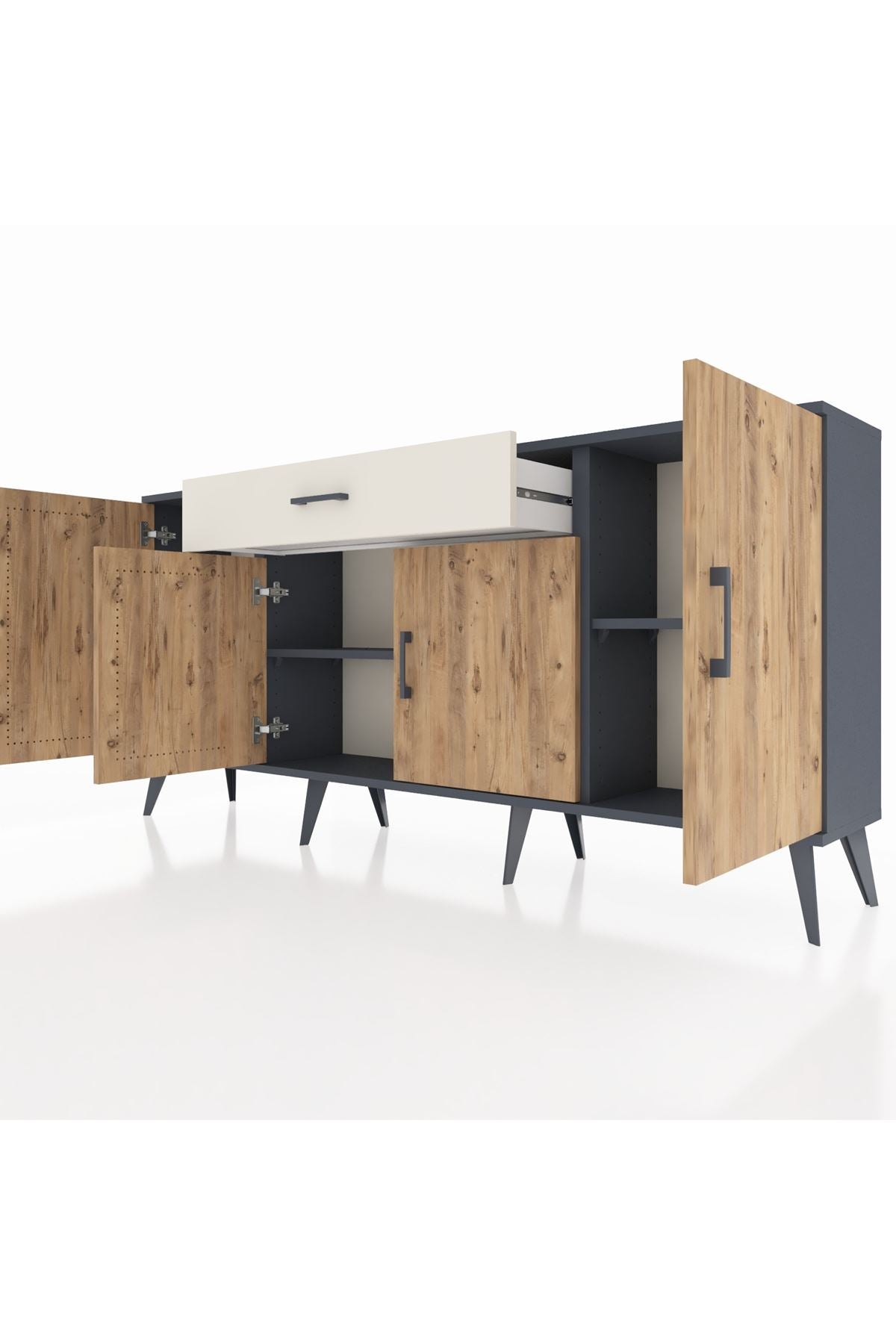 Arges Konsol 3 Raflı Tek Çekmeceli 4 Kapaklı 176x30x83 - S148M007V10A