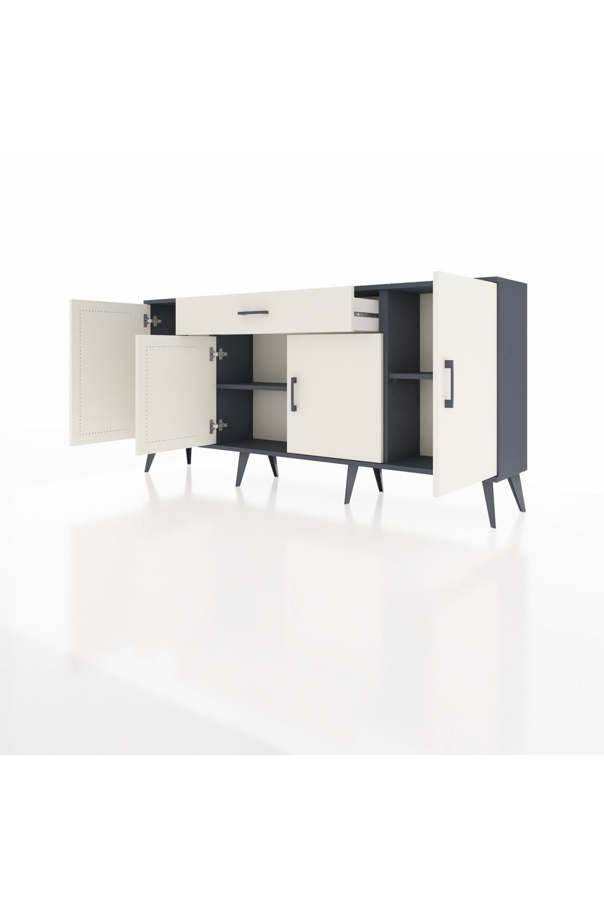 Arges Konsol 3 Raflı Tek Çekmeceli 4 Kapaklı 176x30x83 - S148M007V13A