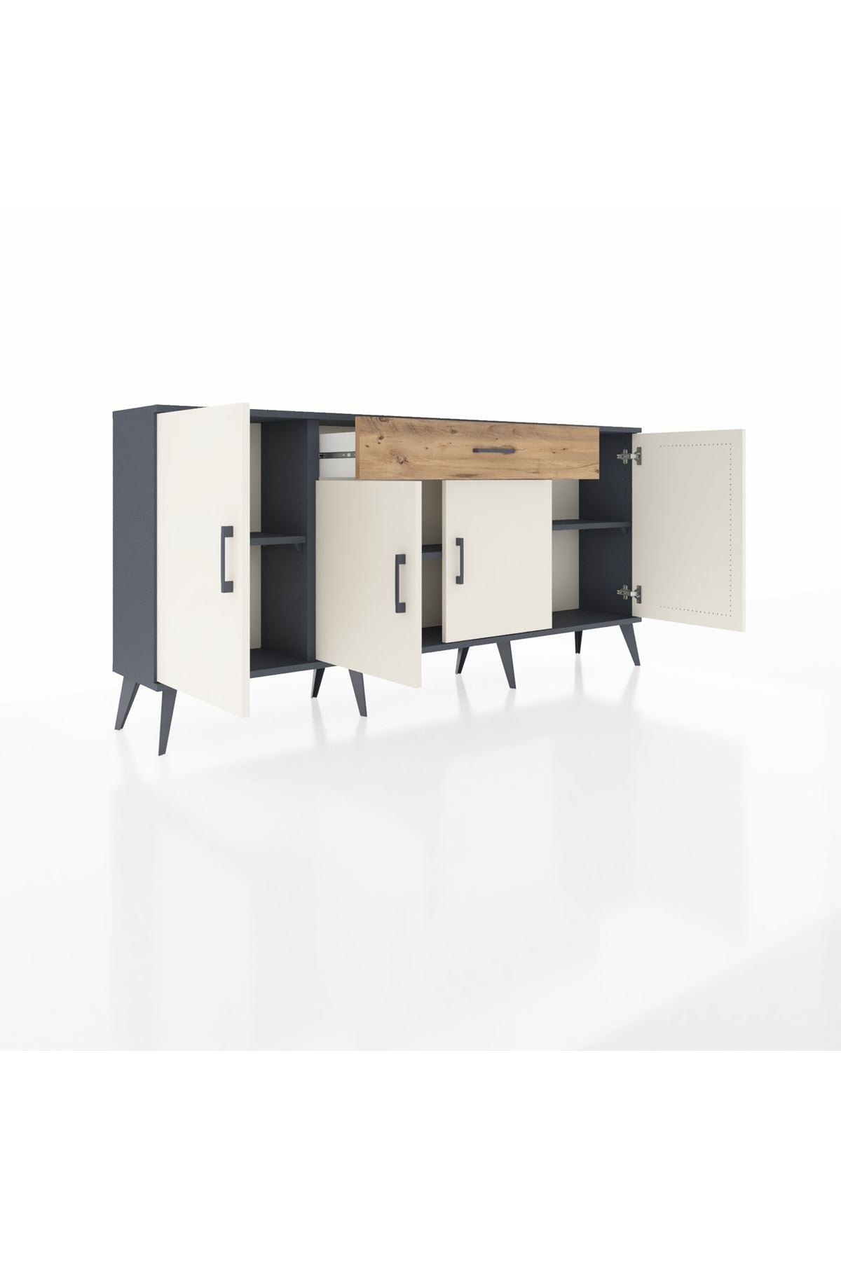 Arges Konsol 3 Raflı Tek Çekmeceli 4 Kapaklı 176x30x83 - S148M007V15A