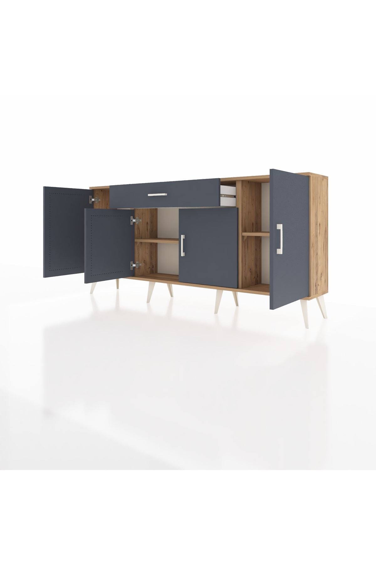 Arges Konsol 3 Raflı Tek Çekmeceli 4 Kapaklı 176x30x83 - S148M007V26A