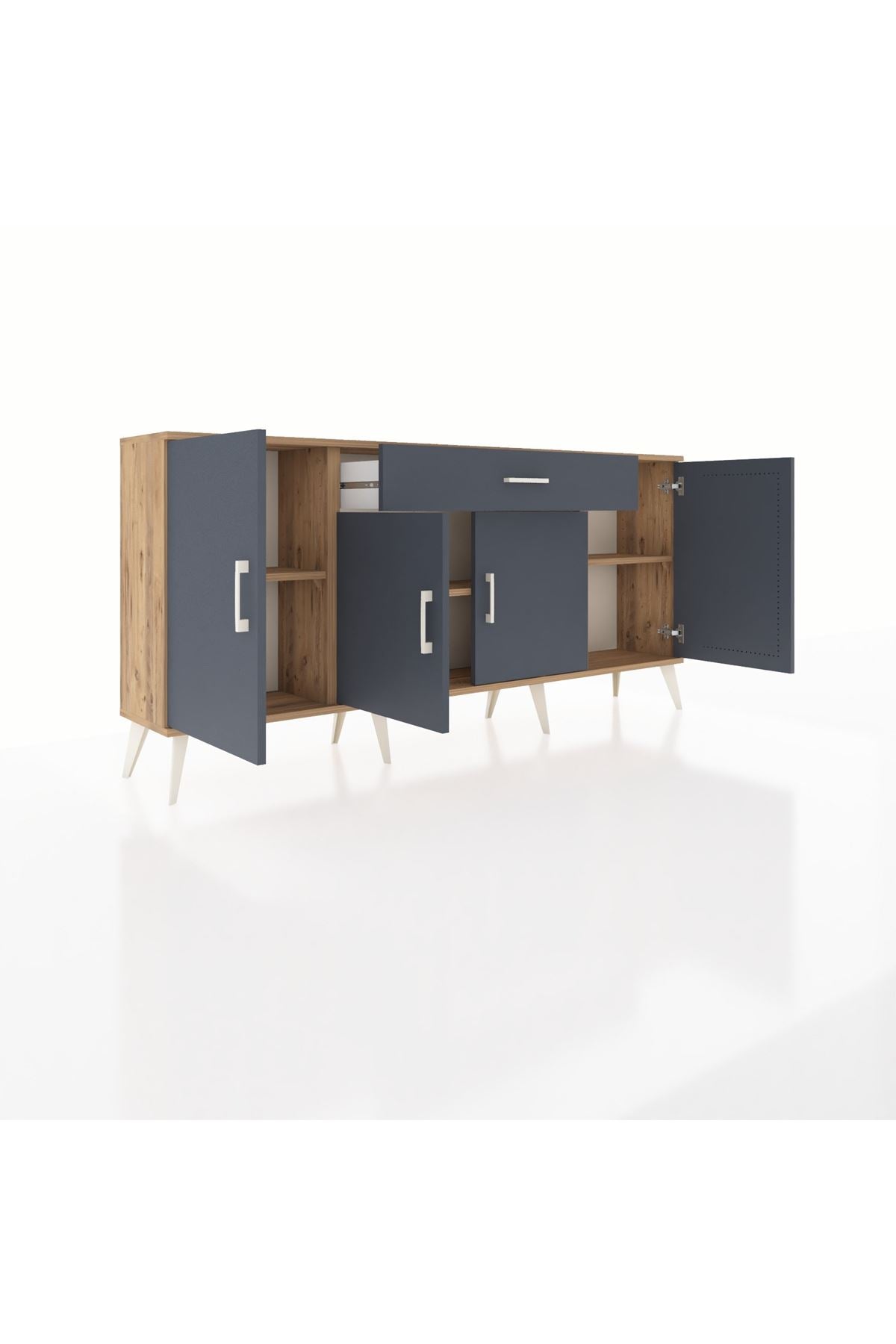 Arges Konsol 3 Raflı Tek Çekmeceli 4 Kapaklı 176x30x83 - S148M007V26A
