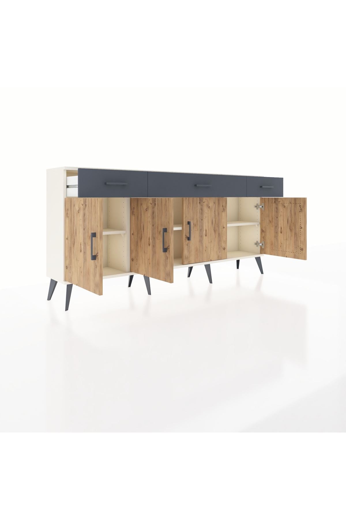 Arges Konsol 3 Raflı 3 Çekmeceli 4 Kapaklı 176x30x83 - S148M008V02A