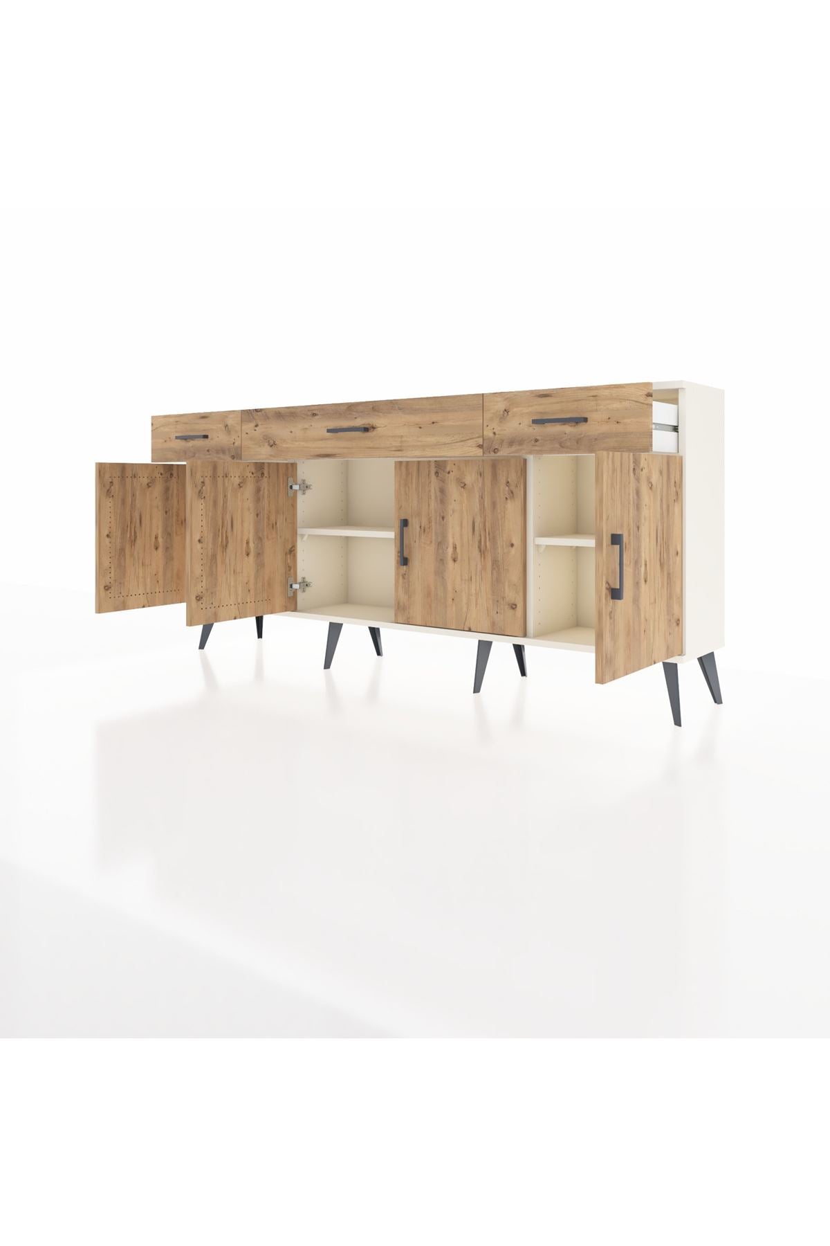 Arges Konsol 3 Raflı 3 Çekmeceli 4 Kapaklı 176x30x83 - S148M008V03A