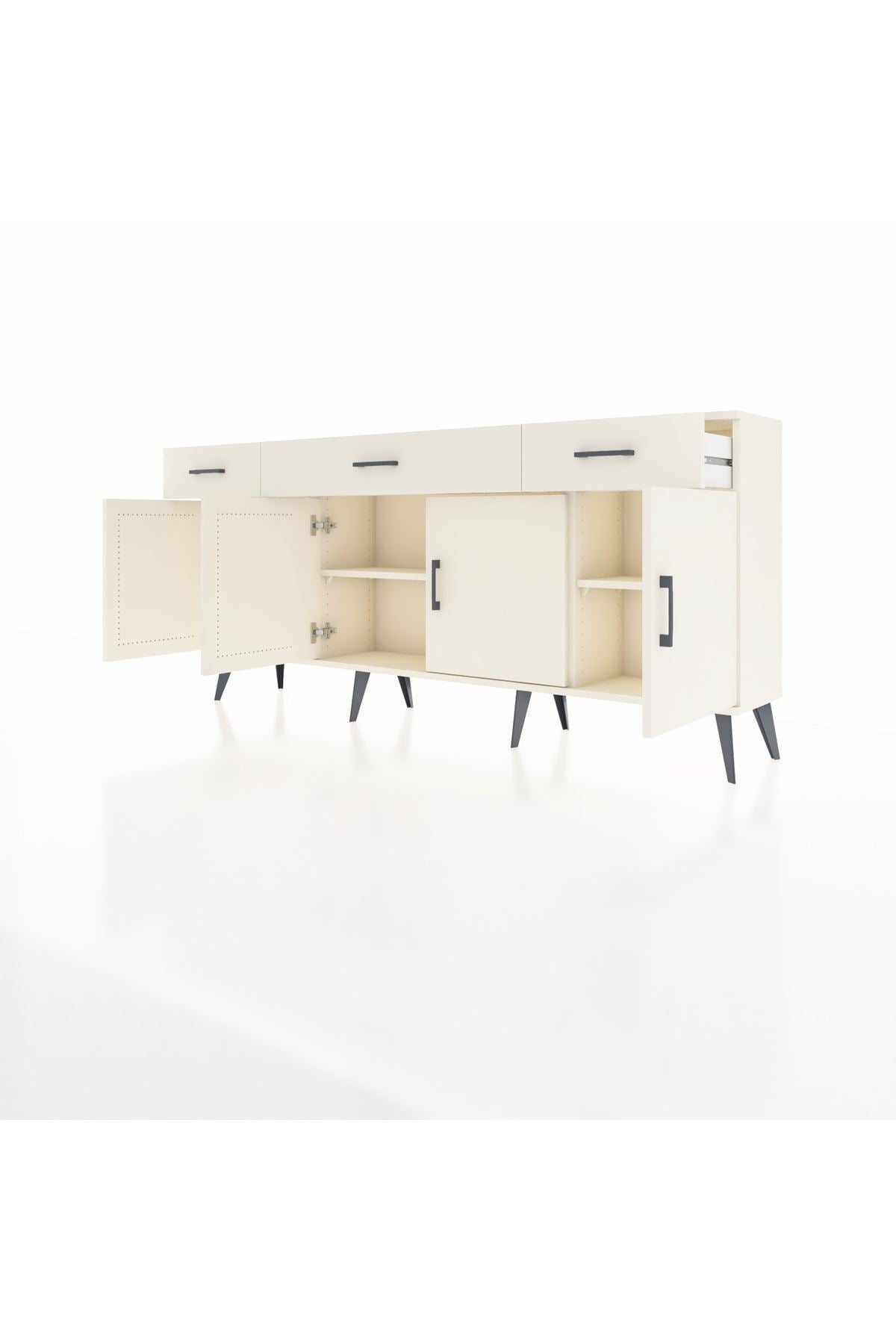 Arges Konsol 3 Raflı 3 Çekmeceli 4 Kapaklı 176x30x83 - S148M008V04A