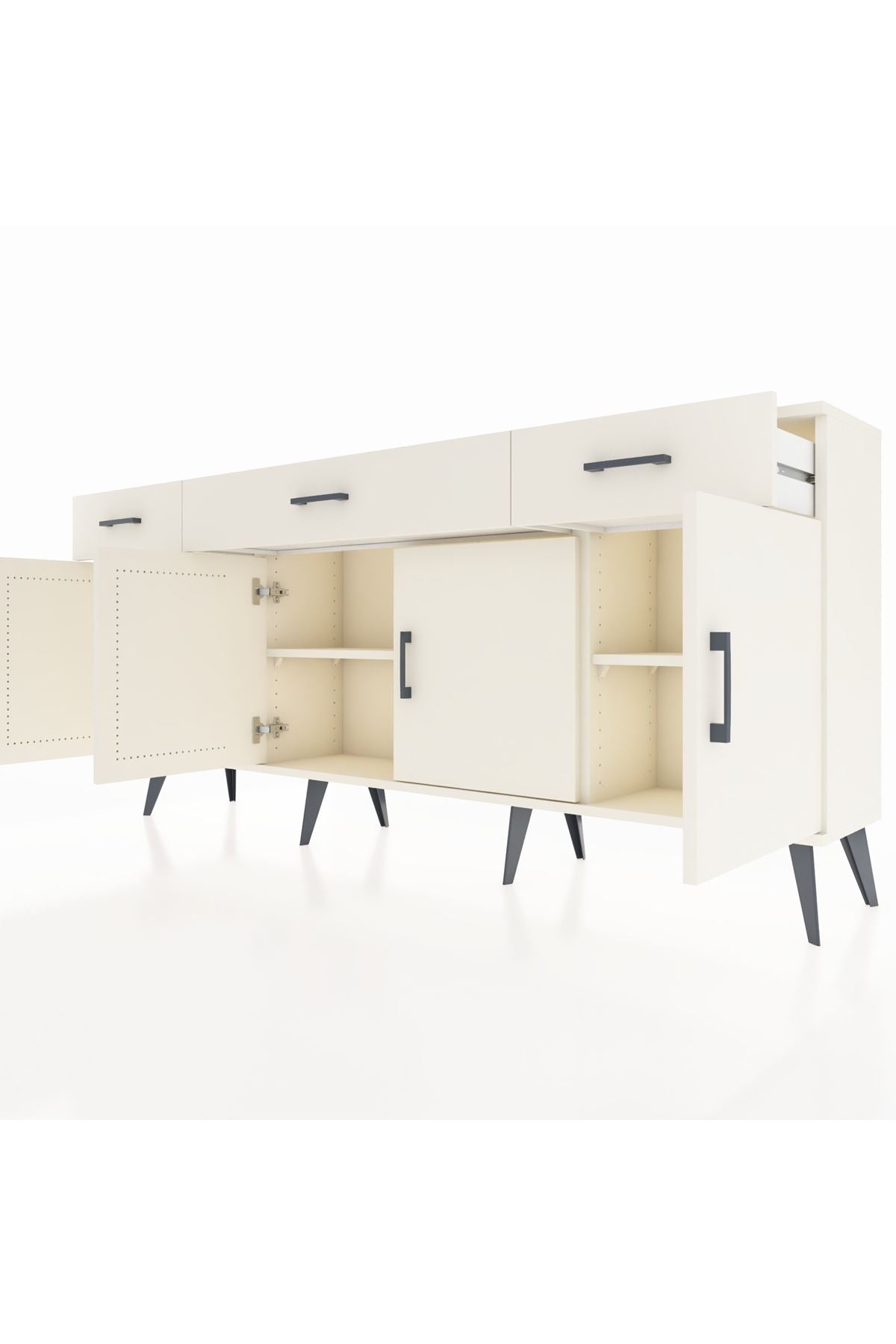 Arges Konsol 3 Raflı 3 Çekmeceli 4 Kapaklı 176x30x83 - S148M008V04A