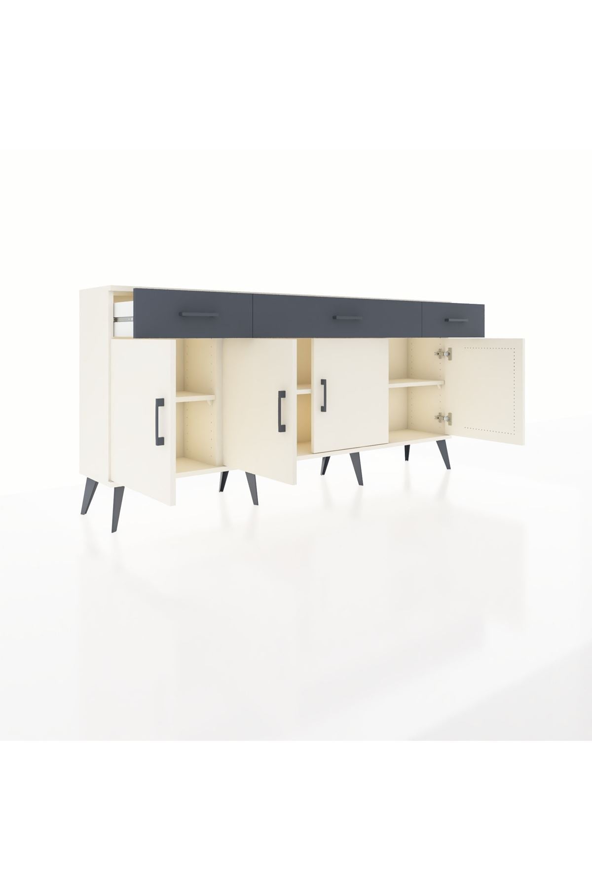 Arges Konsol 3 Raflı 3 Çekmeceli 4 Kapaklı 176x30x83 - S148M008V05A