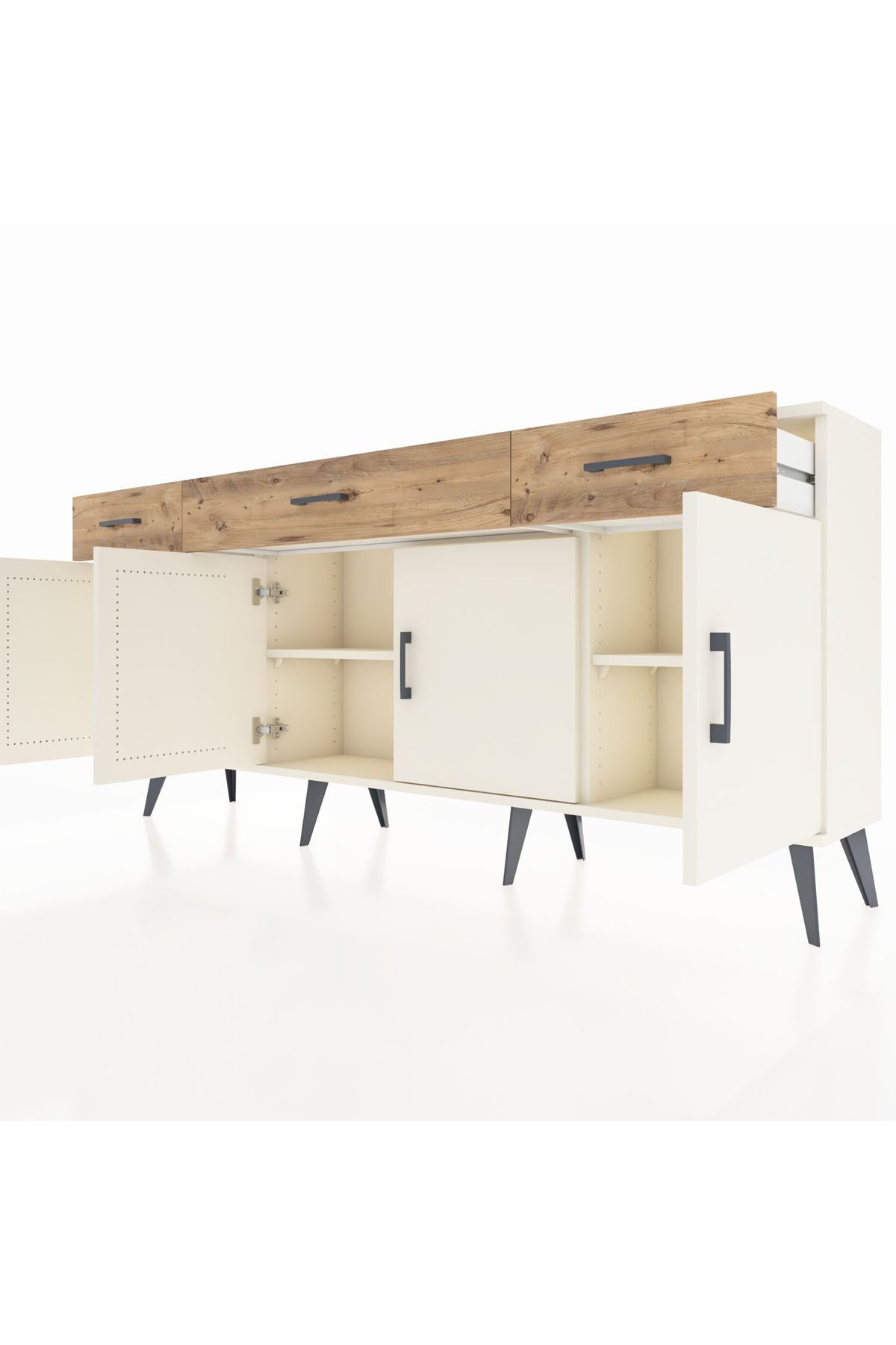 Arges Konsol 3 Raflı 3 Çekmeceli 4 Kapaklı 176x30x83 - S148M008V06A
