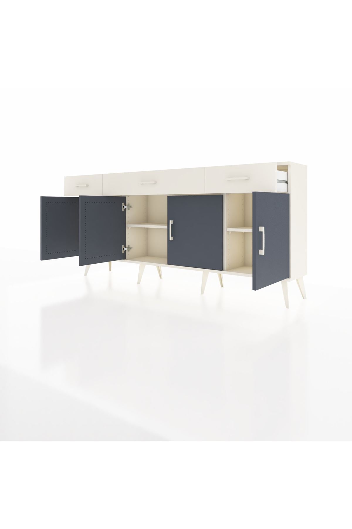 Arges Konsol 3 Raflı 3 Çekmeceli 4 Kapaklı 176x30x83 - S148M008V07A